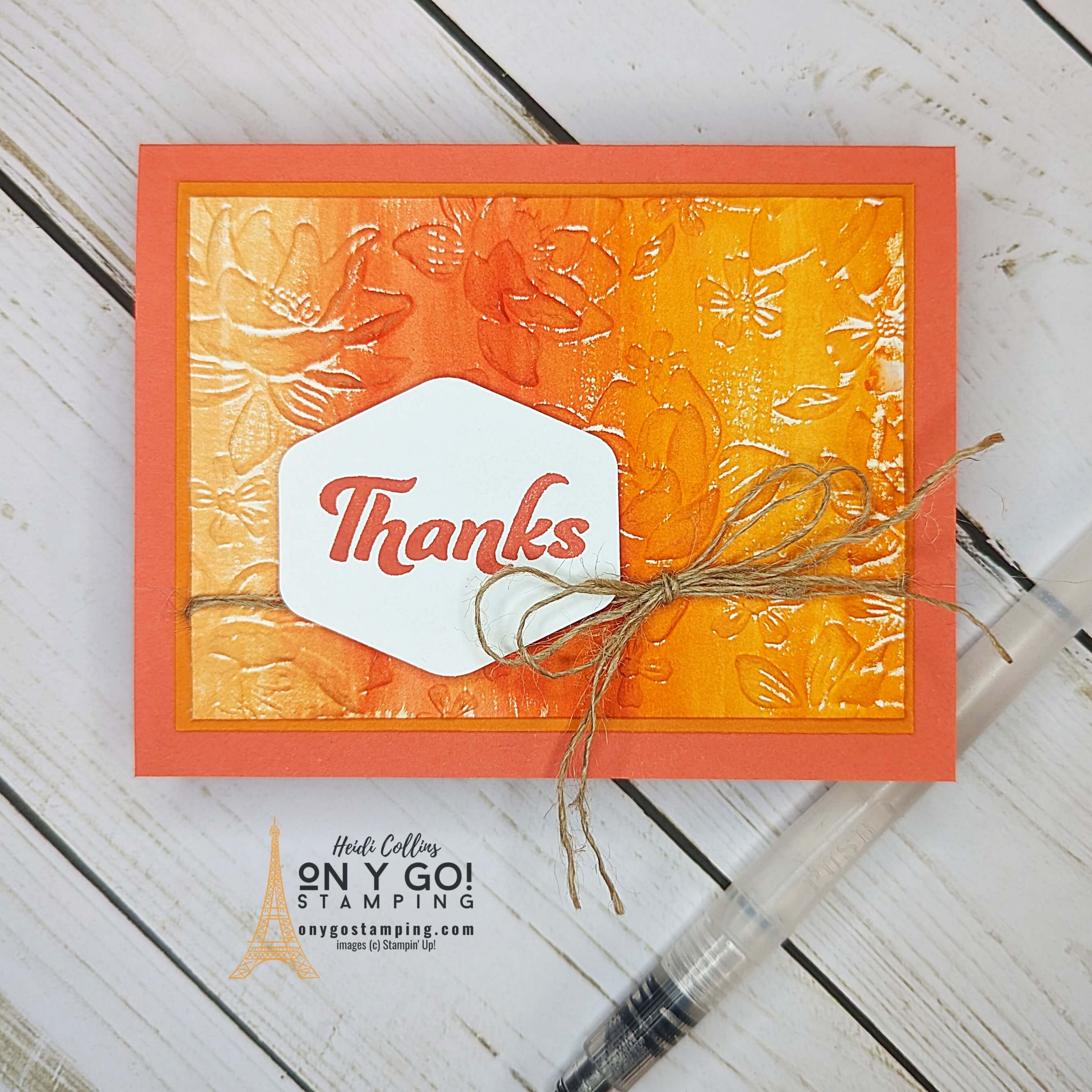 Watercolored embossing thank you happiness
