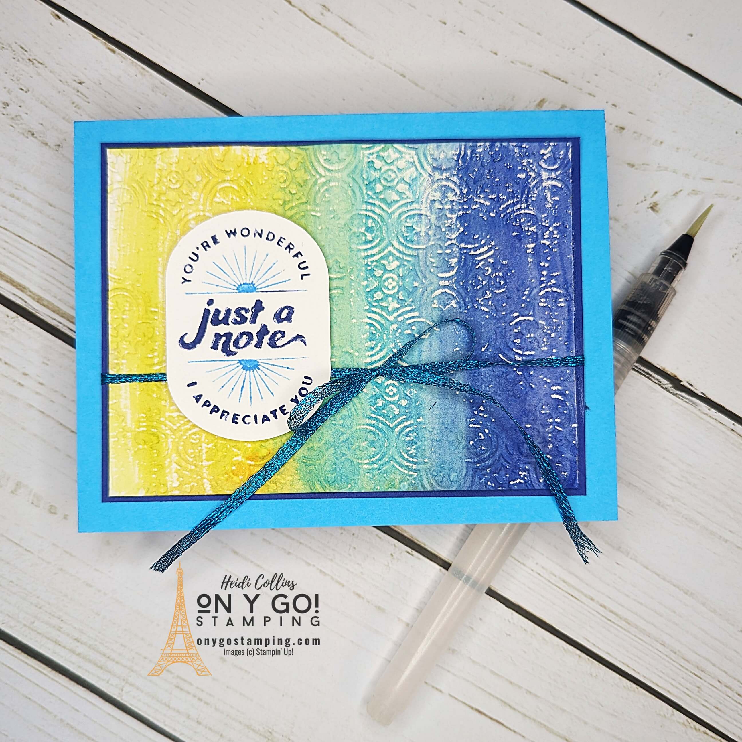 Watercolored embossing filled with happiness