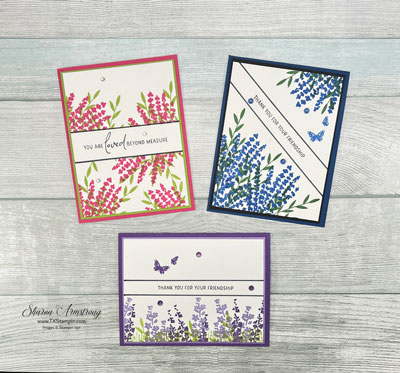 Painted lavender 3 cards