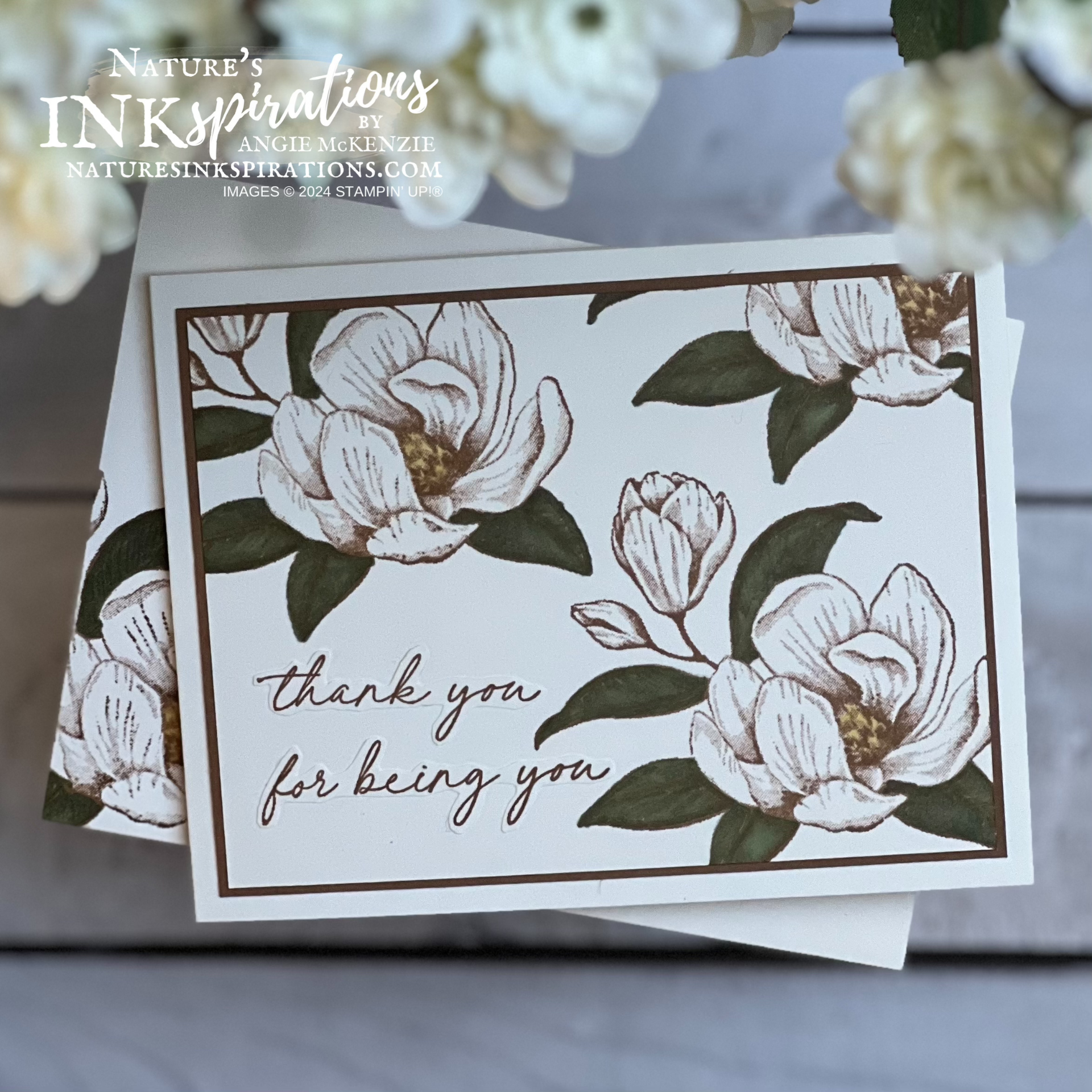 Stampin  up  magnolia mood thank you   feb 2024
