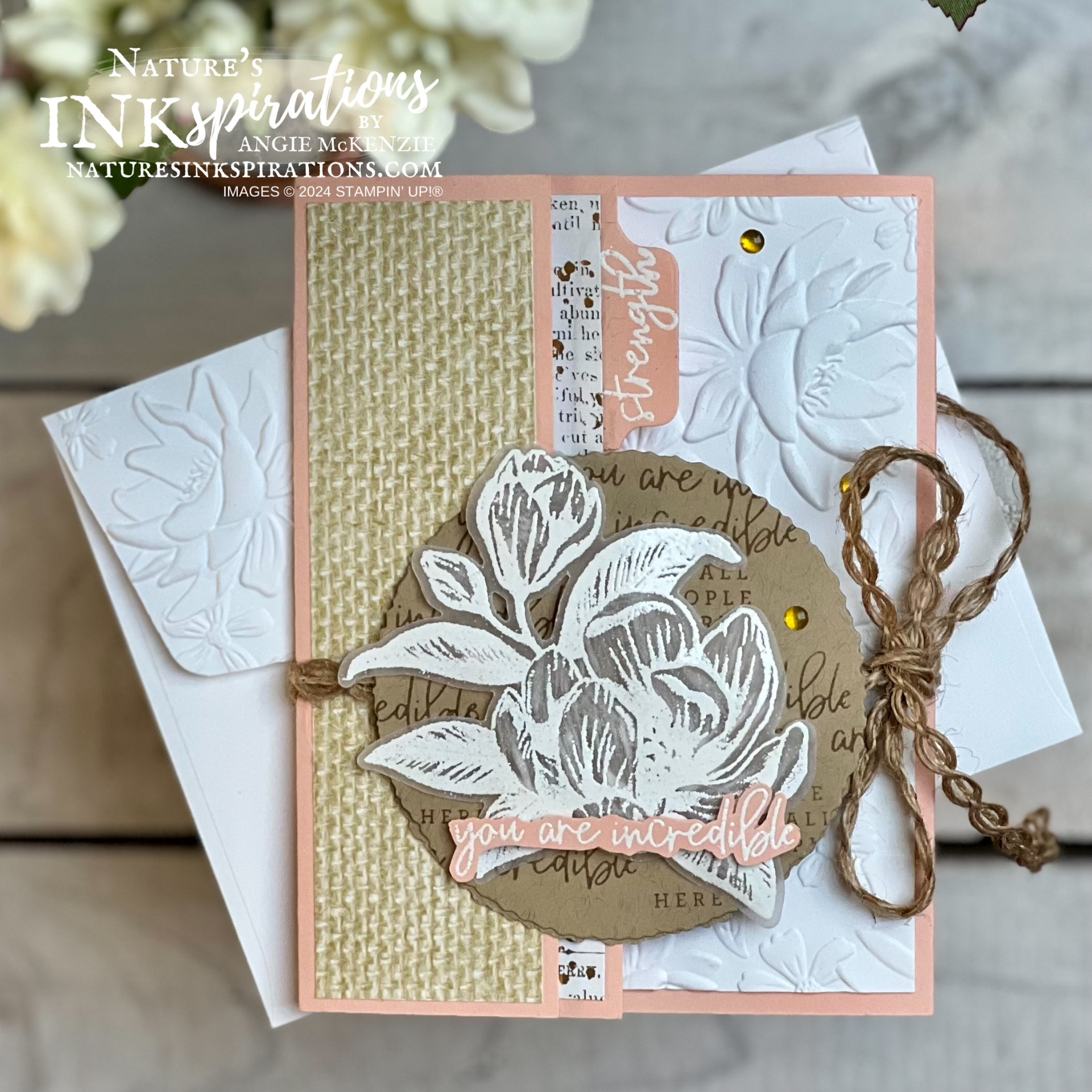 Stampin  up  magnolia mood fun fold card   mar 2024