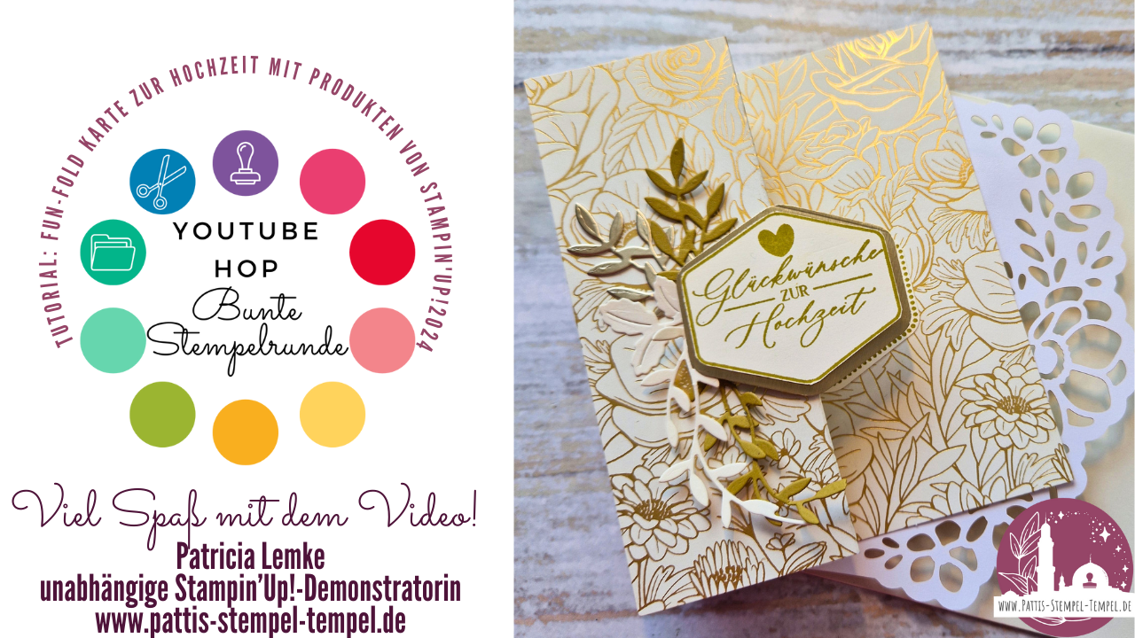 Fun fold karte zur hochzeit bunte stempelrunde  yt hop v. 30.03.24