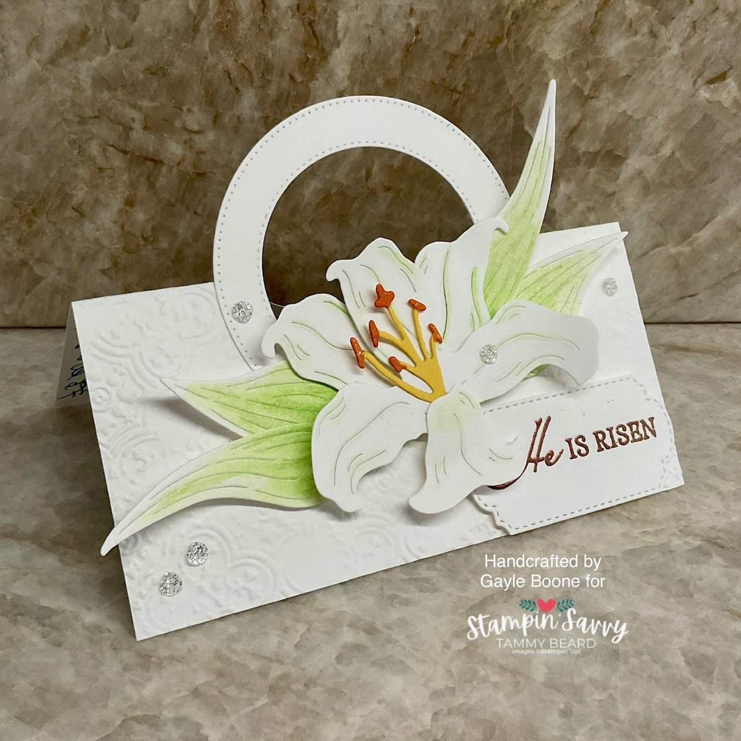Easter lilies card by gayle for stampin savvy