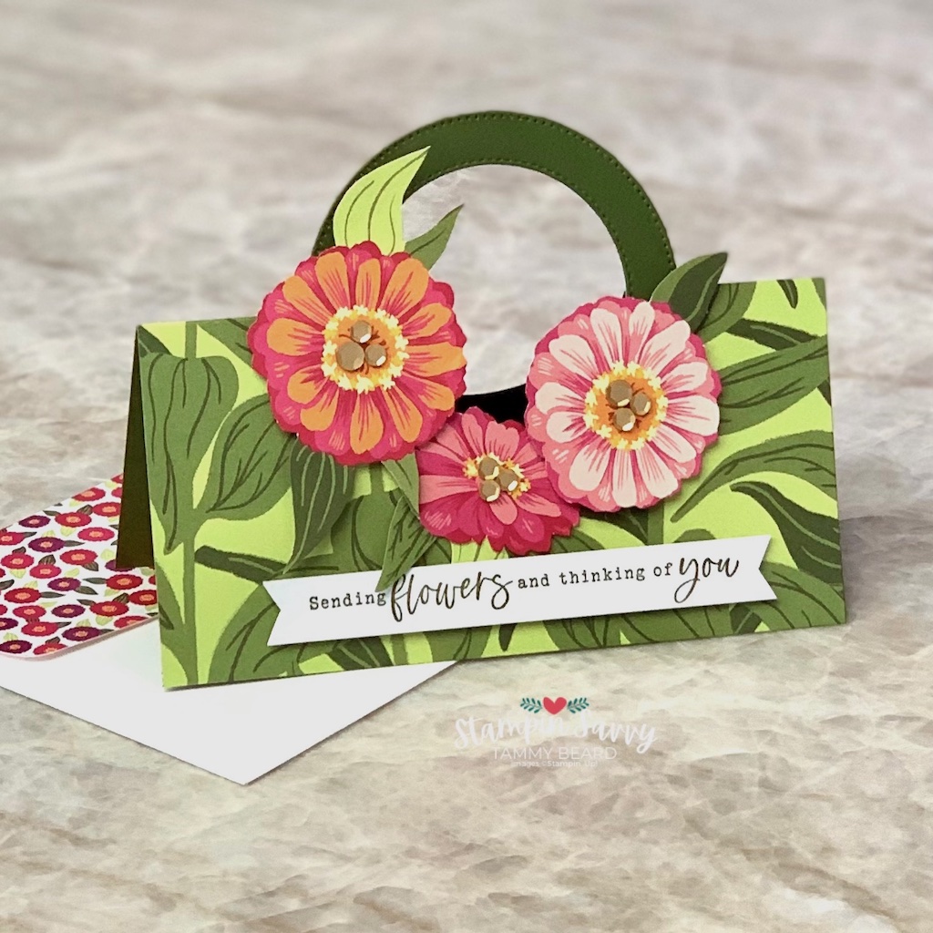 Simply zinnia circle wreath card stampin savvy tammy beard