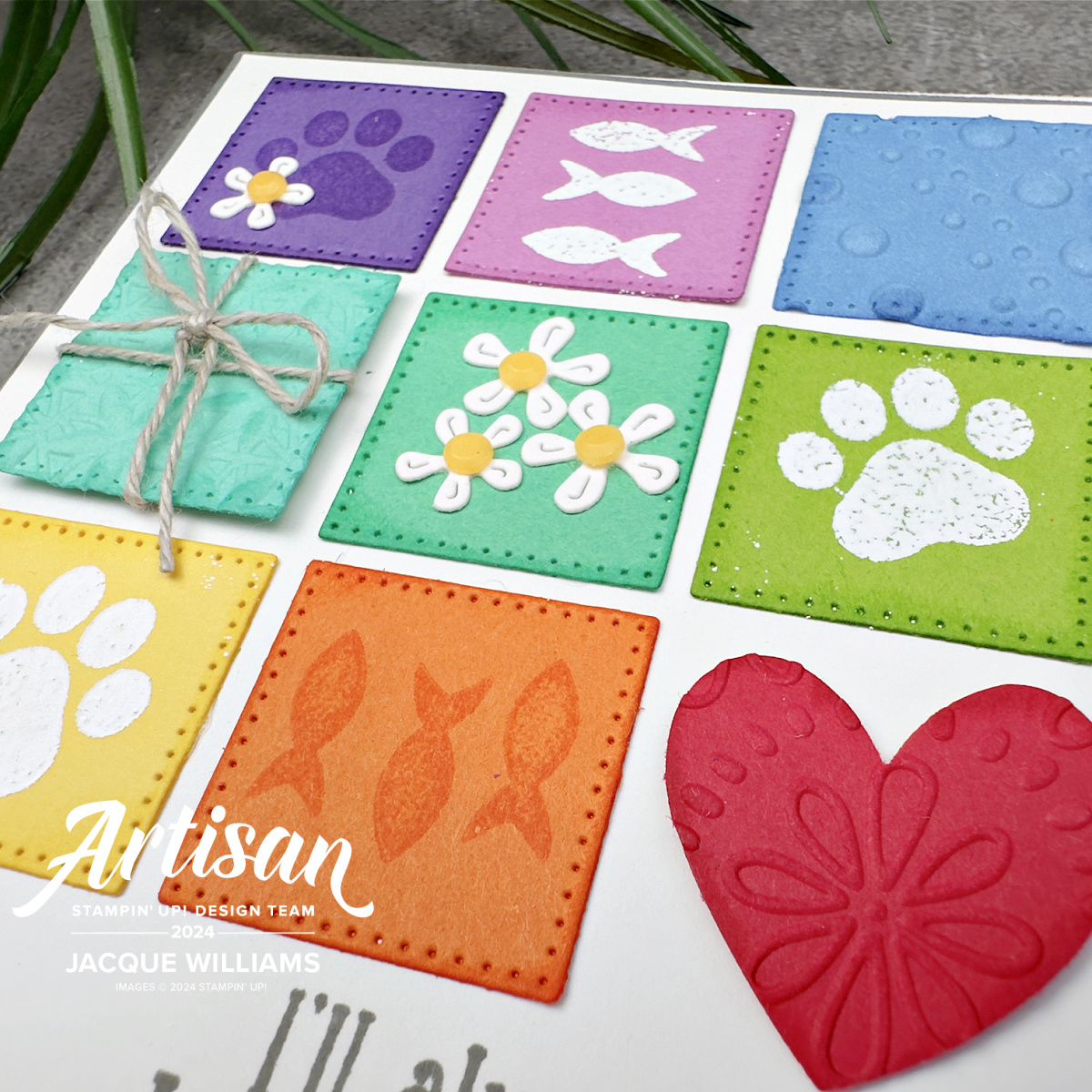 Stampin up by your side brights rainbow cat card pet sympathy bridge patchwork paw