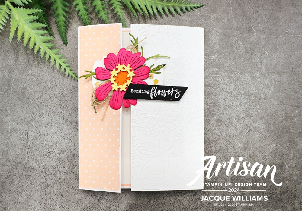Stampin up simply zinnias sliding locking fun fold card easy nz papercraft show blog min