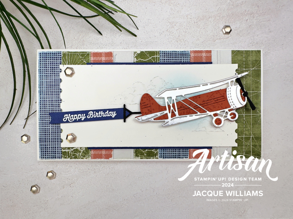 Stampin up adventurous sky take to the sky slimline artisan masculine birthday card blog