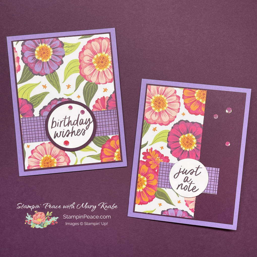 Stampin  up  simply said stamp set   flowering zinnias dsp   mary knabe  1 