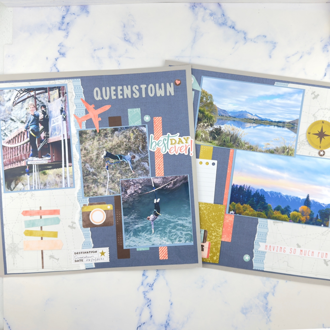Stampin up the scenic route travel journal kit scrapbook layout