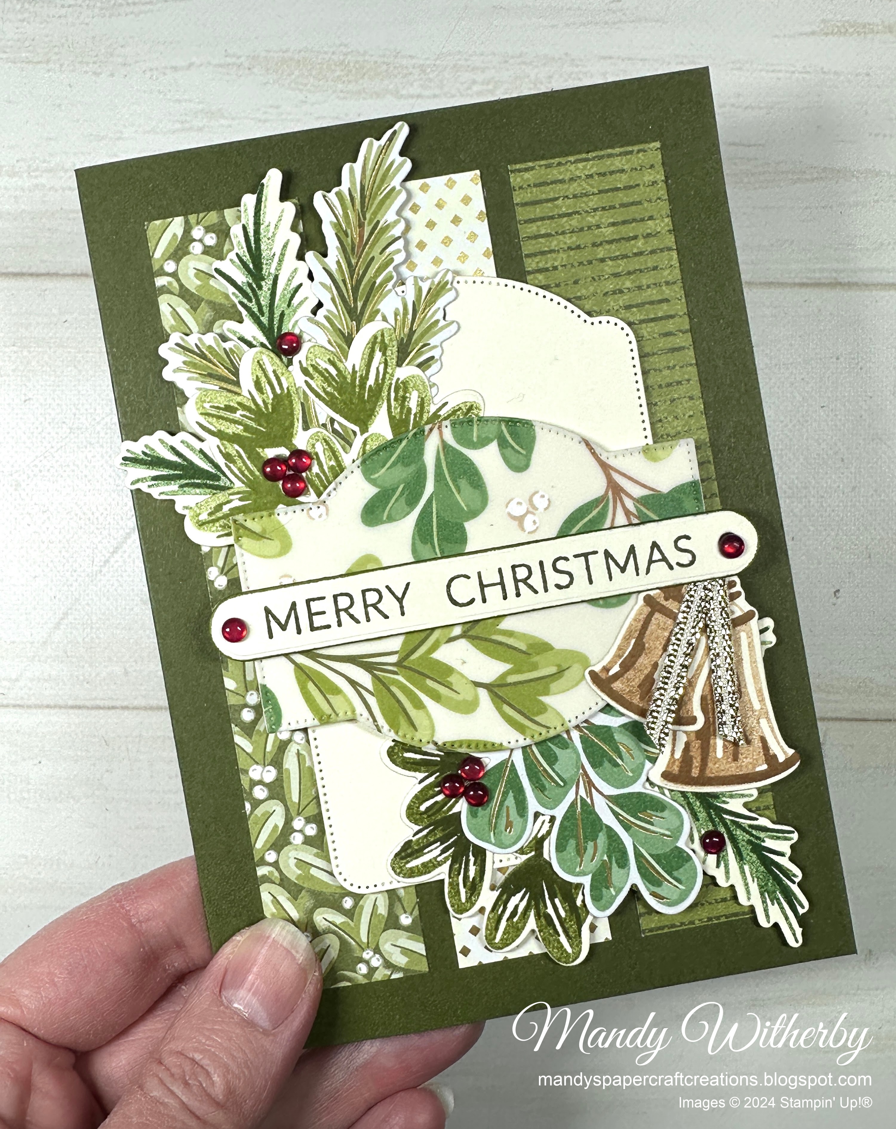 Layered christmas card with season of green   gold suite 1