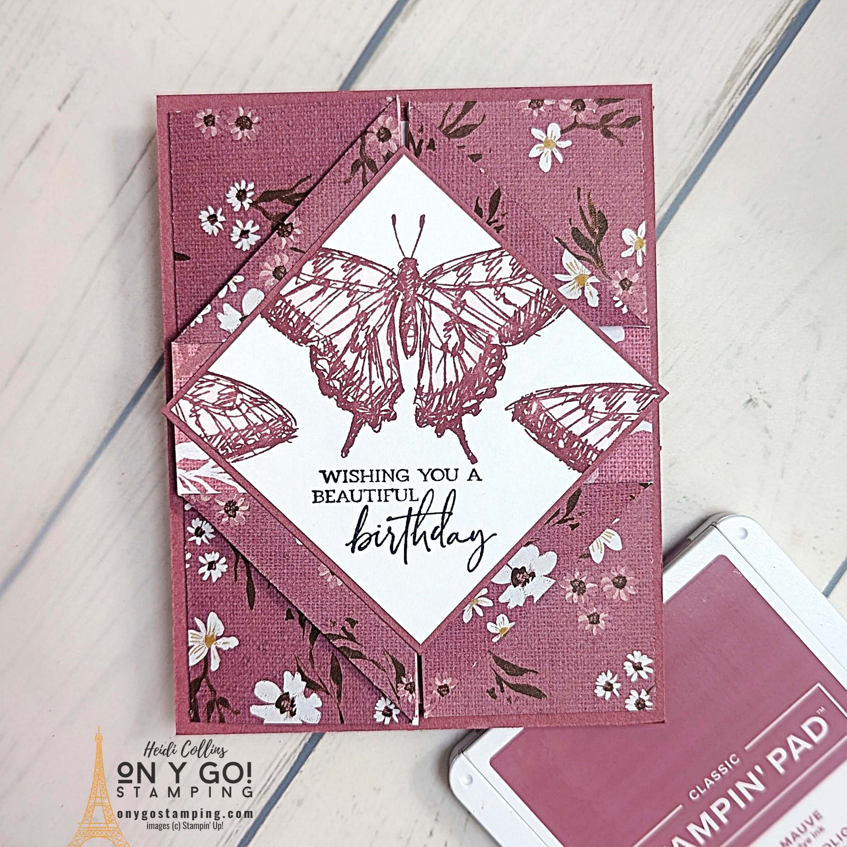 Diamond gatefold sketched butterflies