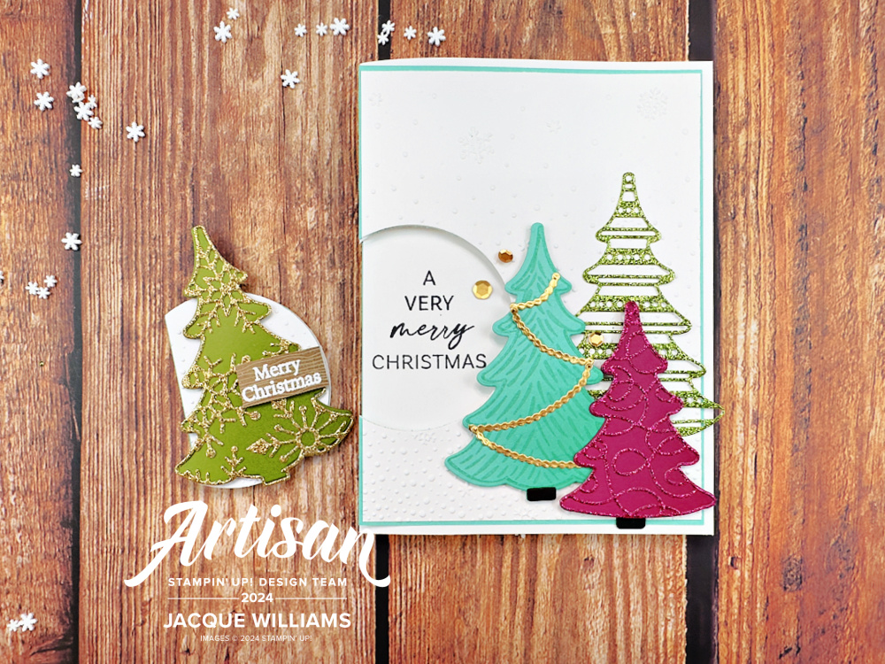 Stampin up decorative trees 2 3 8 circle punch window fold card non traditional christmas blog