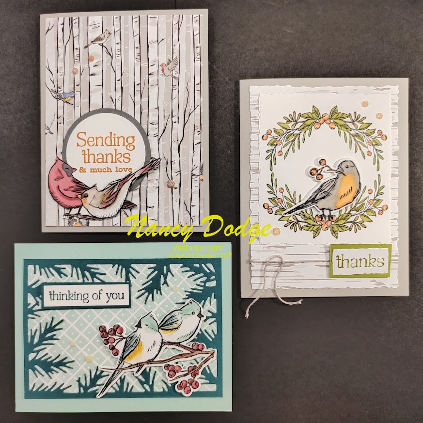 Winterly tree tops prep cards