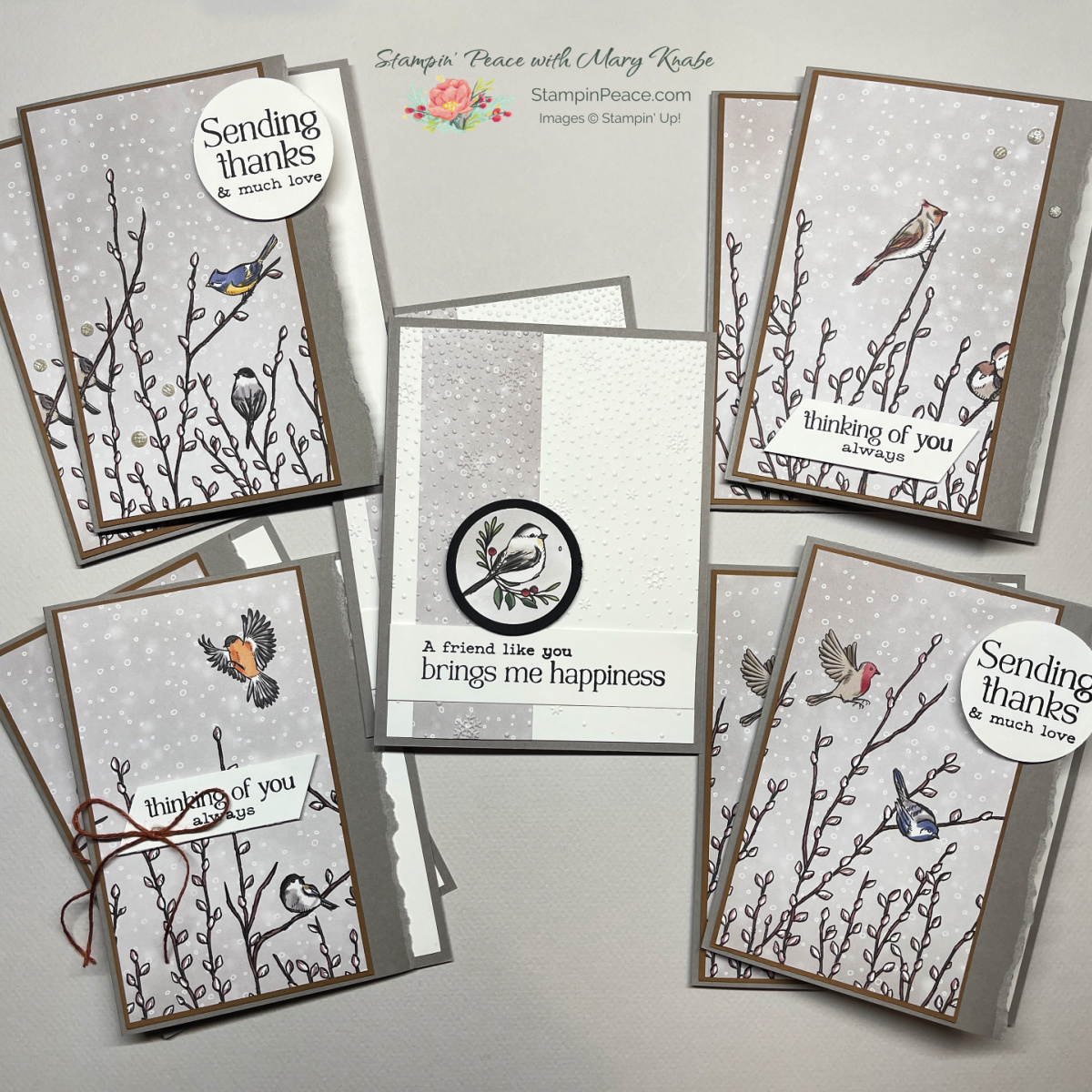 Stampin  up  winterly tree tops stamp set   dies and  nests of winter dsp   mary knabe