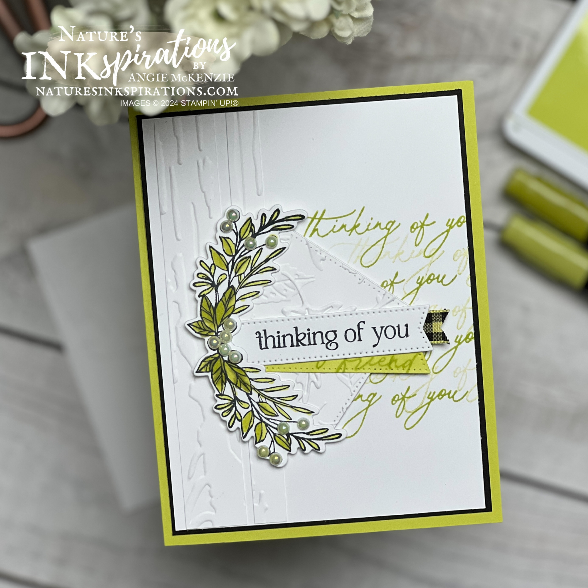 Stampin  up   winterly tree tops in lemon lime twist   november 2024