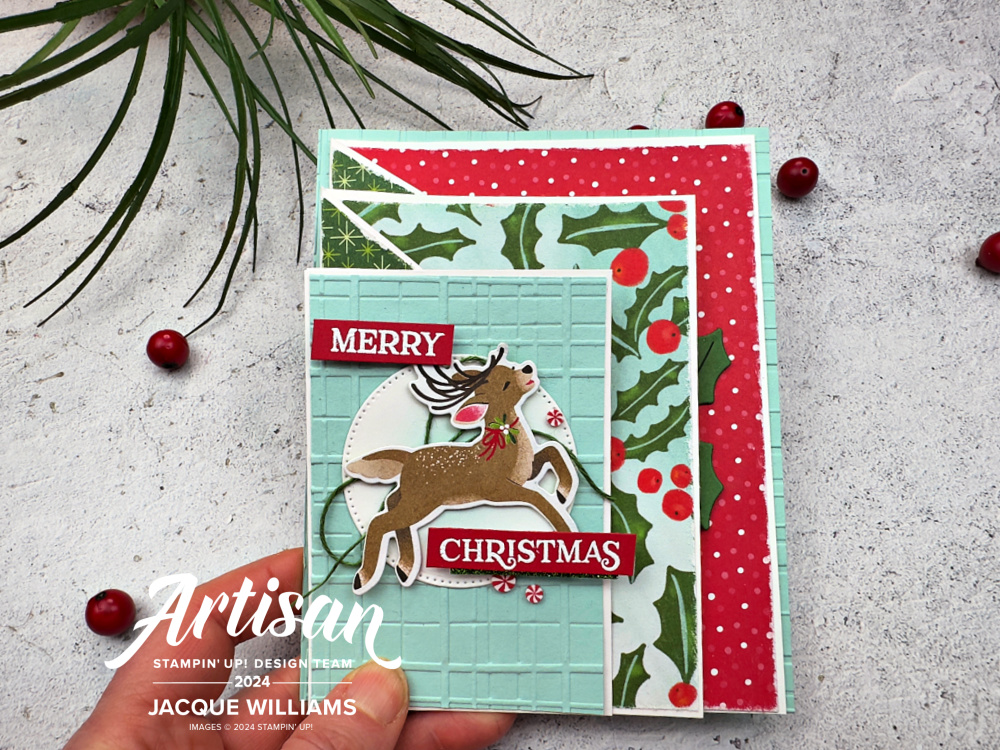 Stampin up reindeer fun cascading pleat fold card fun fold nz stamphappy blog