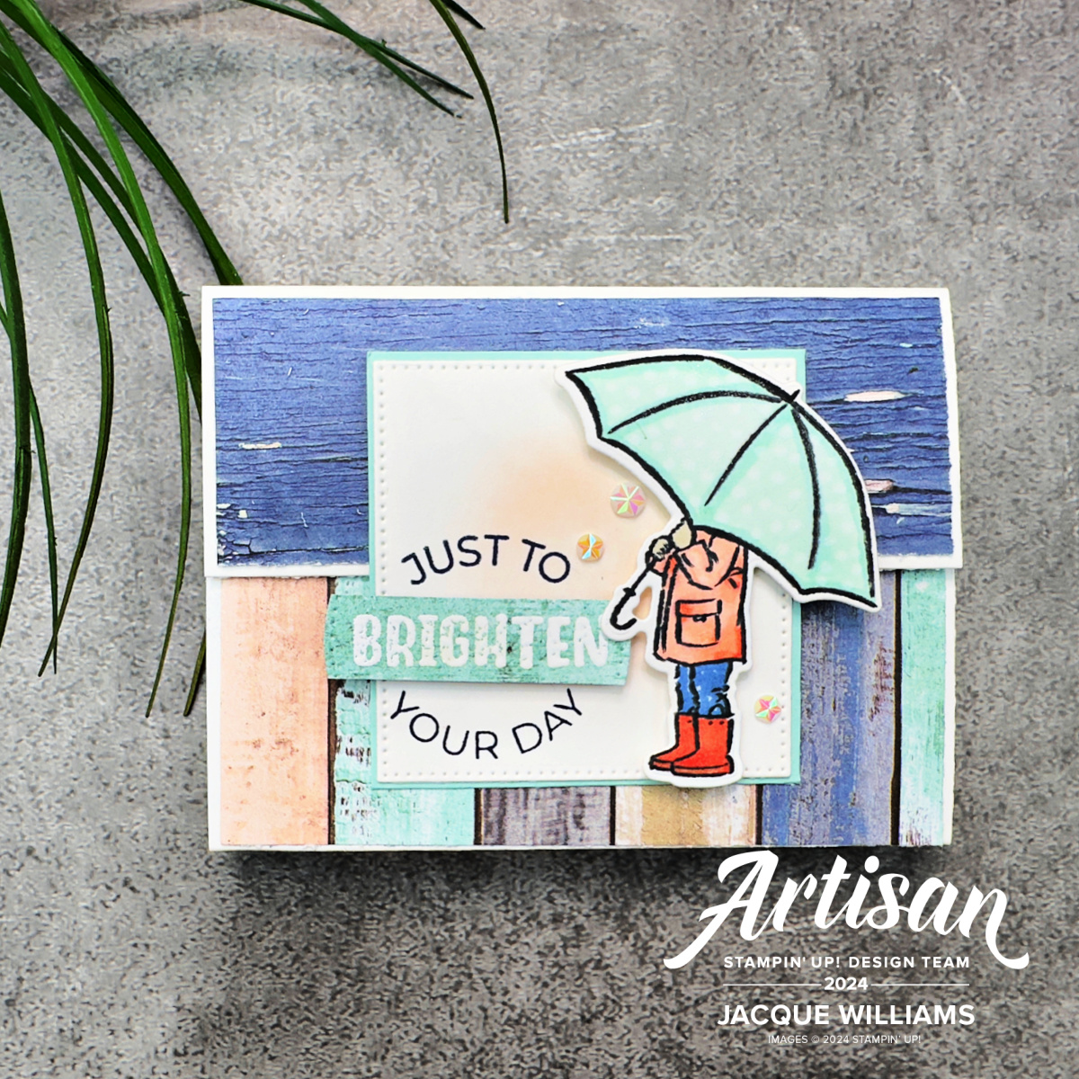 Stampin up umbrella days gift card holder free template voucher country woods