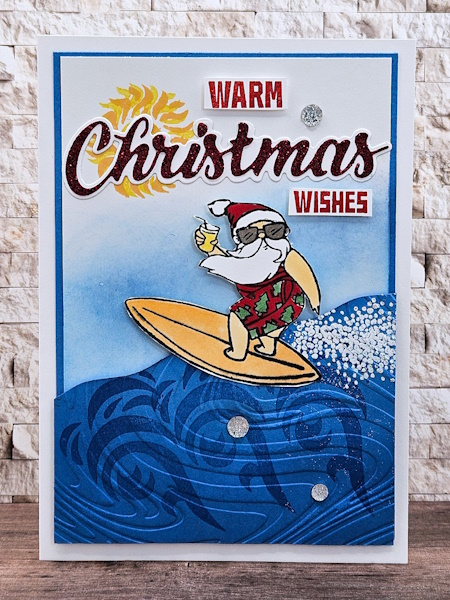 Extravaganza nov 2024 surfing santa card