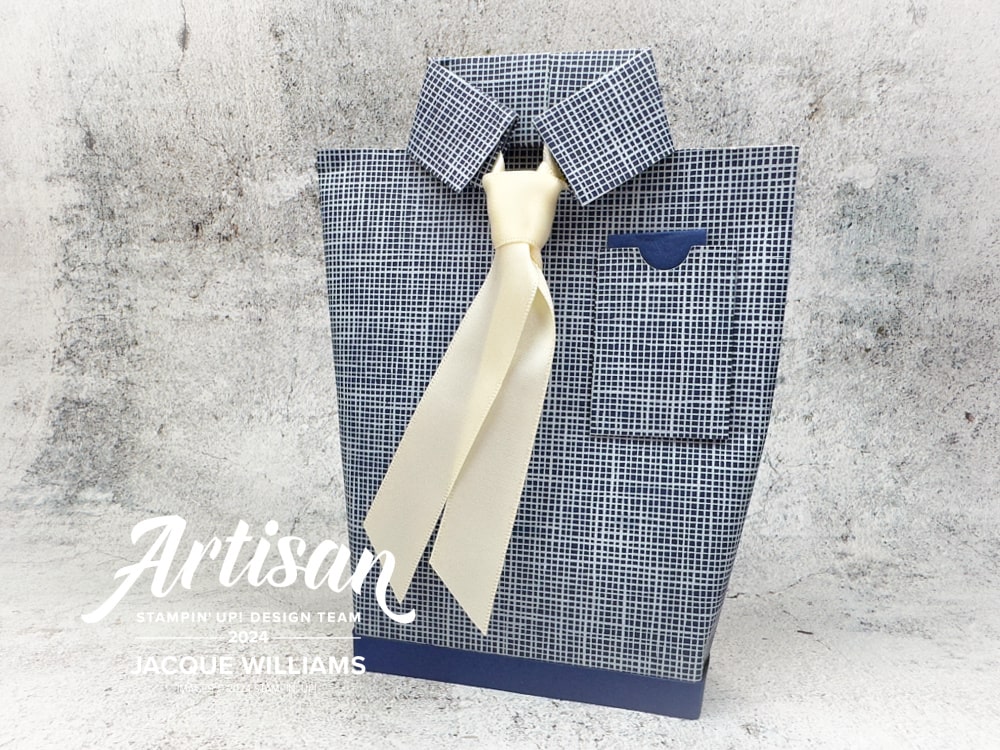 Stampin up box in a bag take to the sky masculine shirt and tie blog min