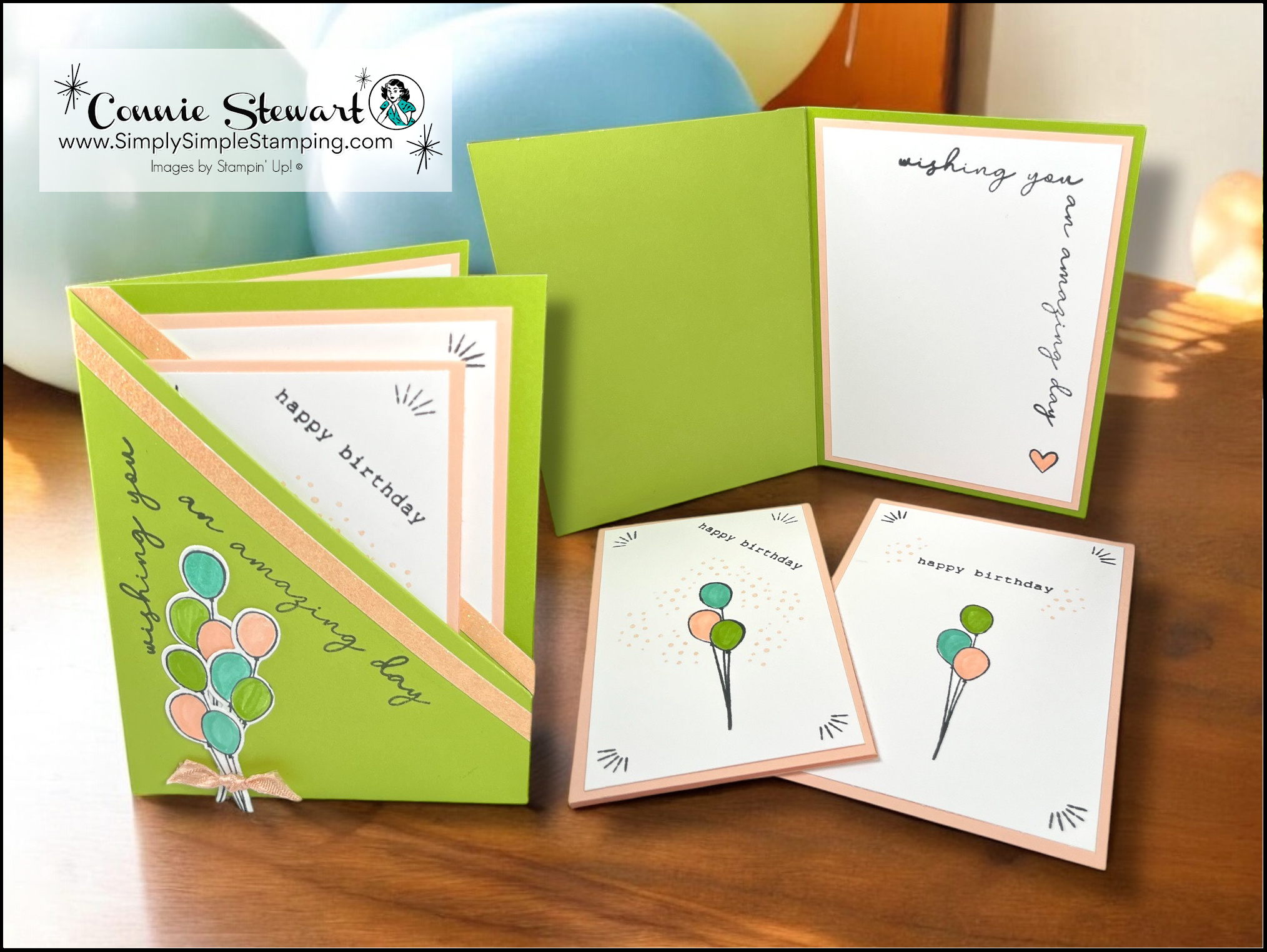 Diagonal double pocket card birthday theme