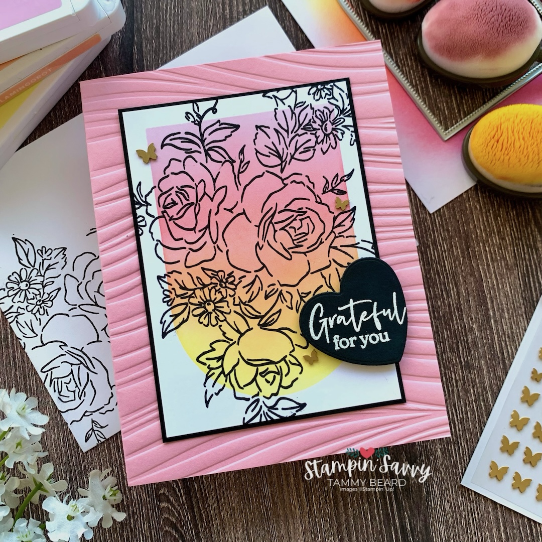 Simple mask background enduring beauty card idea by tammy beard for stampinsavvy.com