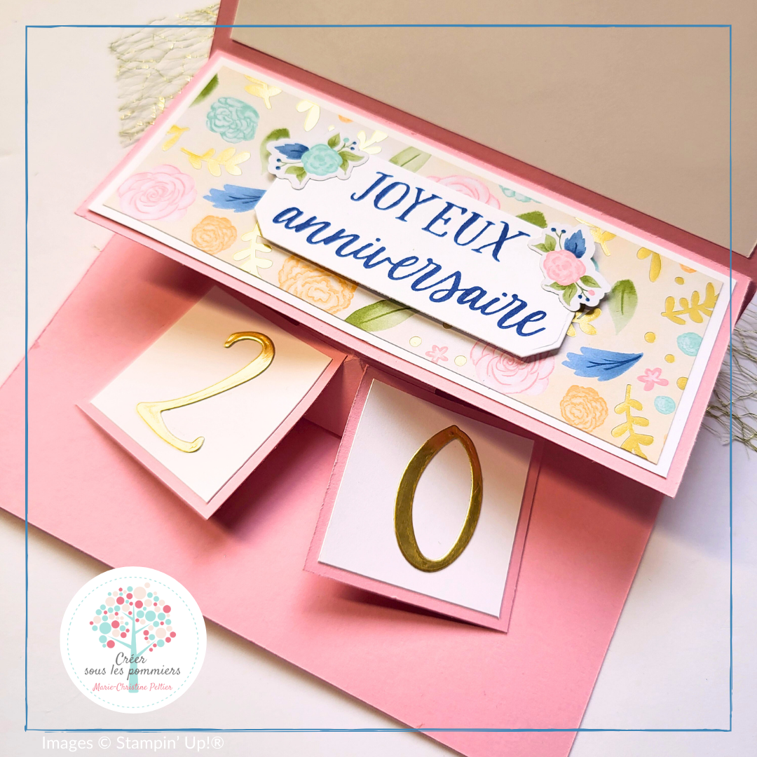 Carte pop up anniversaire avec fleurs de campagne