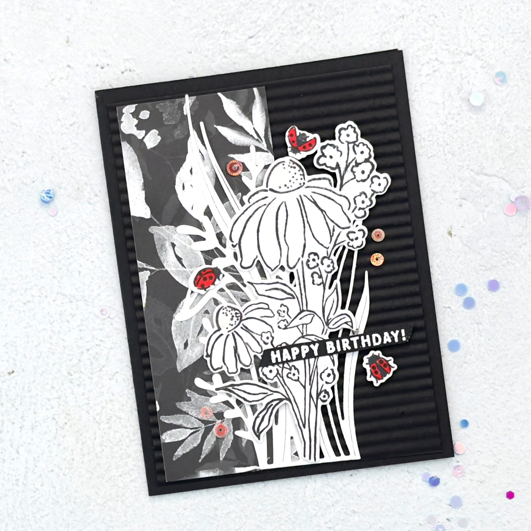 Mixed florals monochromatic card