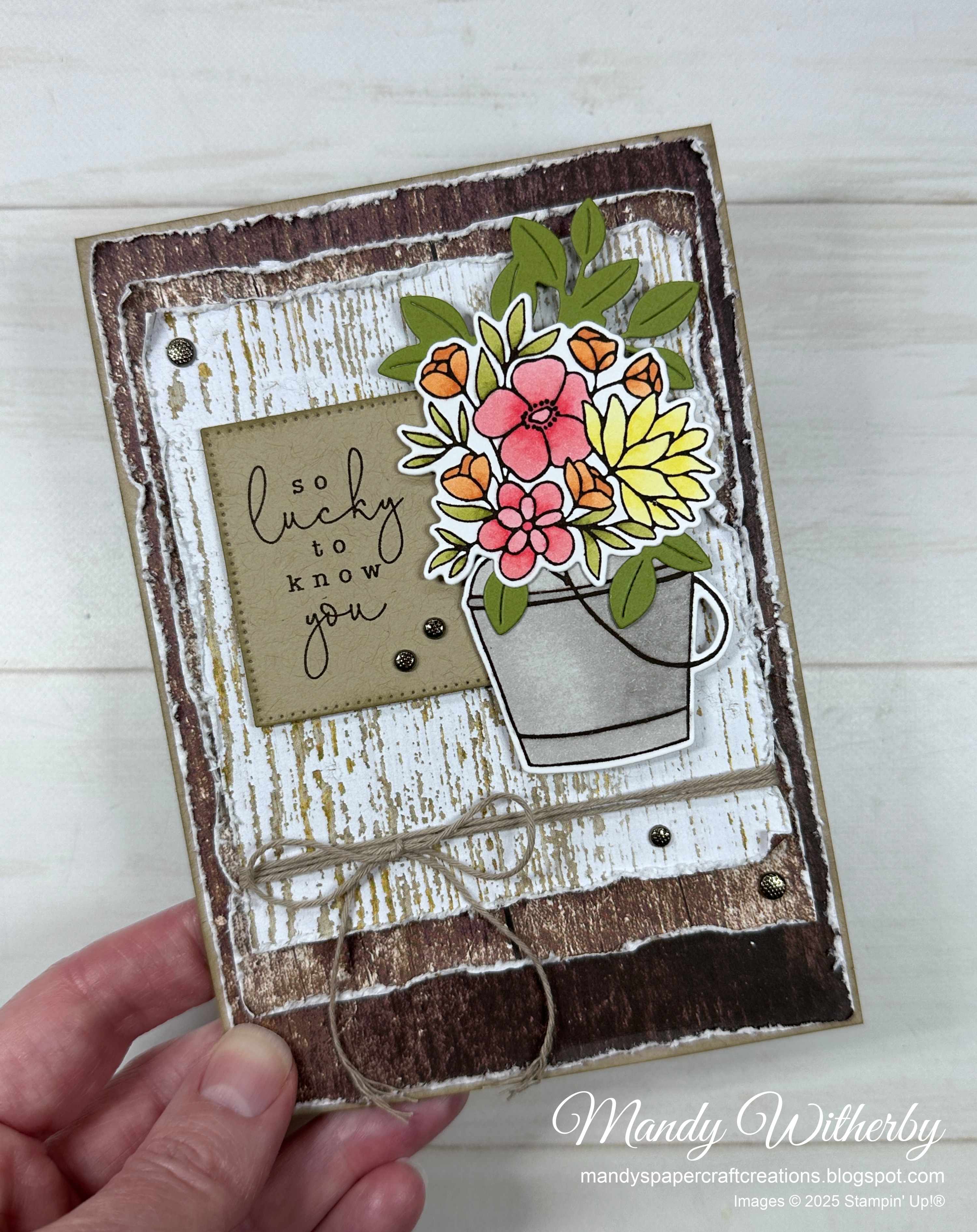Rustic country flowers card 1
