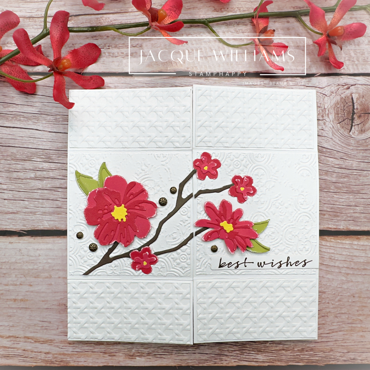 Stampin up delightful wishes never ending infinity card wedding real red two toned cardstock