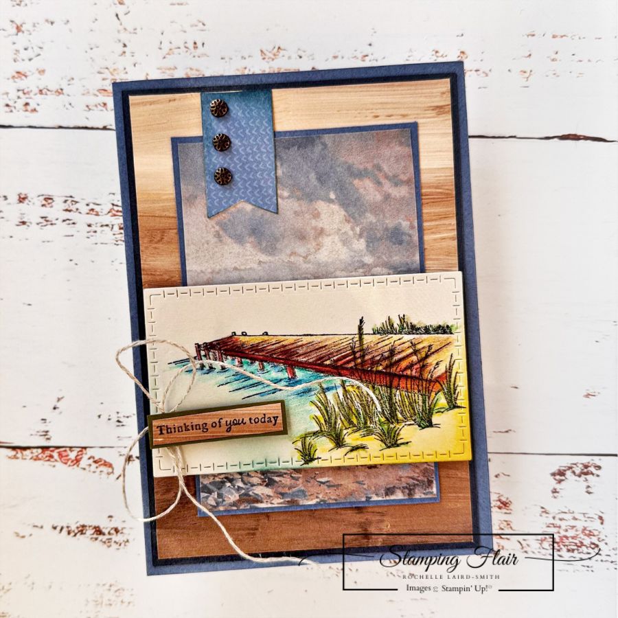 Peaceful pier card with beautiful gallery designer series paper  stampin  up 