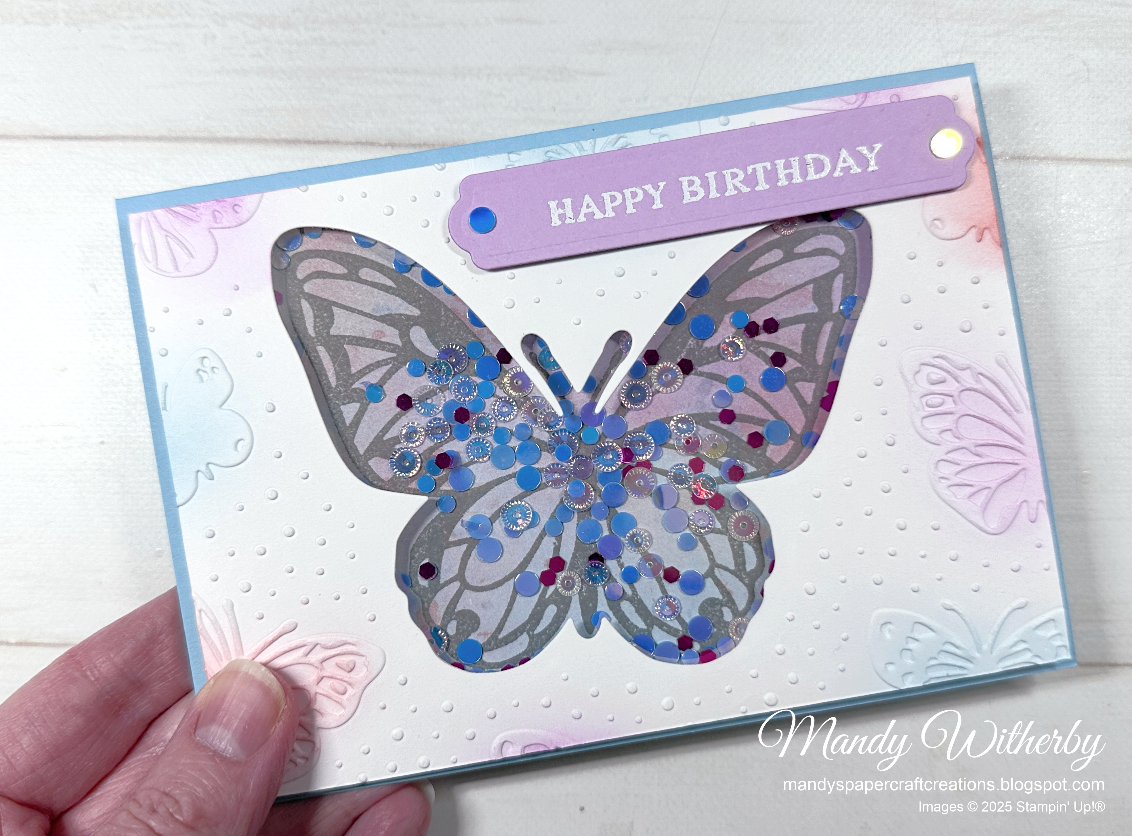 Beautiful butterfly shaker card 1