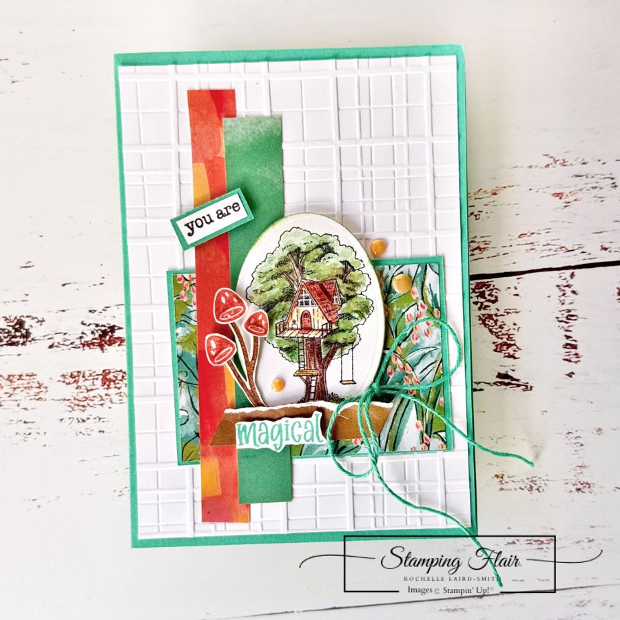 Stampin  up  framed scenes card in watercolour pencils  terrific toadstools