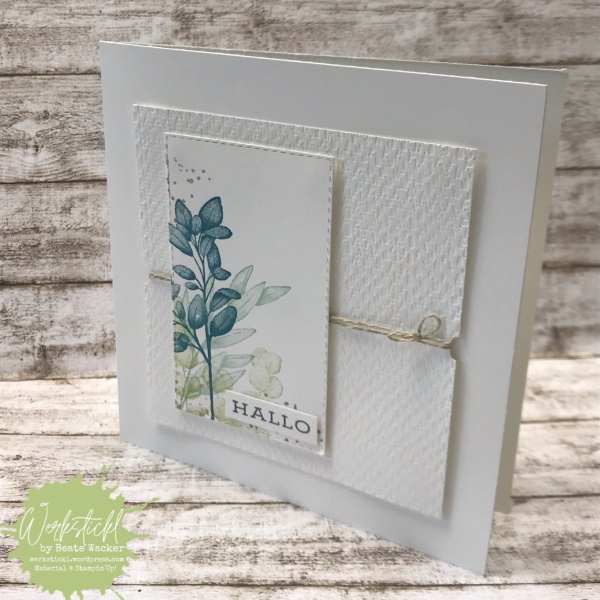 1set viele ideen  f%c3%bcr alle zeit  ewiges gr%c3%bcn  stampin up   farngr%c3%bcn  pfauengr%c3%bcn  minzmakrone  savanne  karte  pr%c3%a4geform textil mit stil  bestickte rechtecke