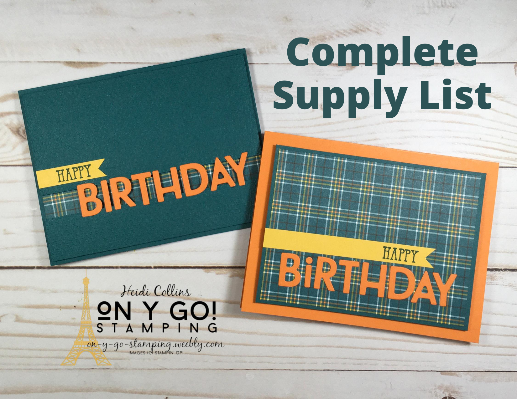 Blue and orange birthday supply list graphic