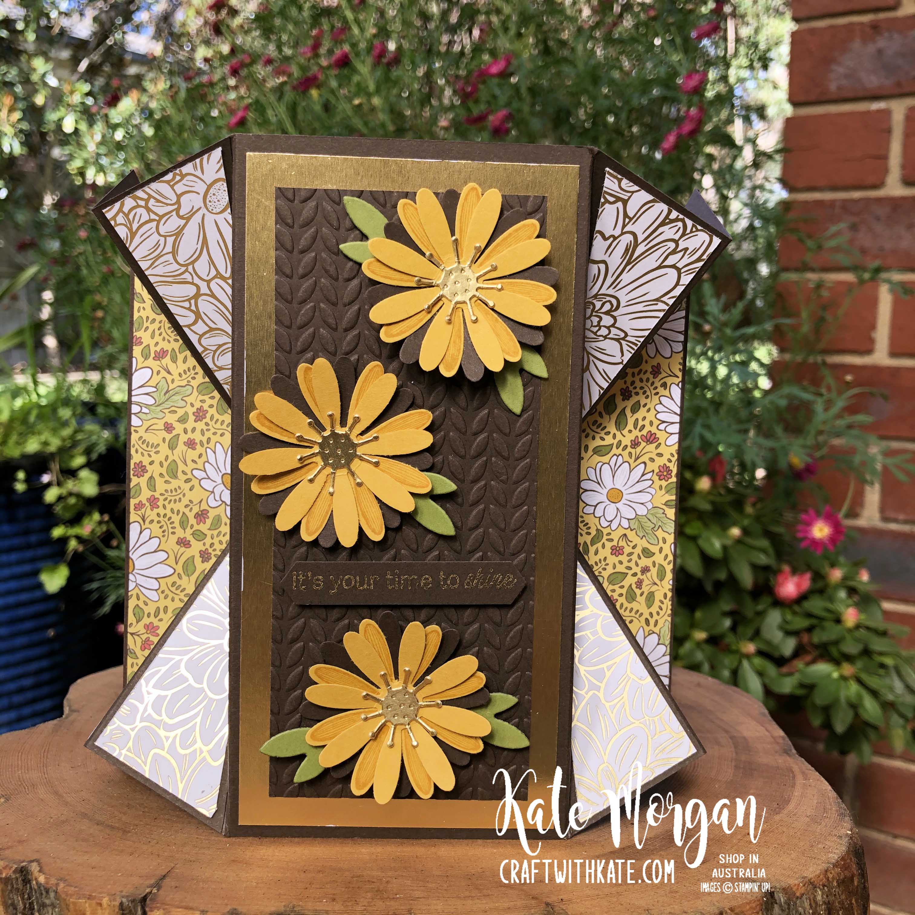 Double fan fold card using stampin ups ornate garden   daisy lane by kate morgan australia 2020