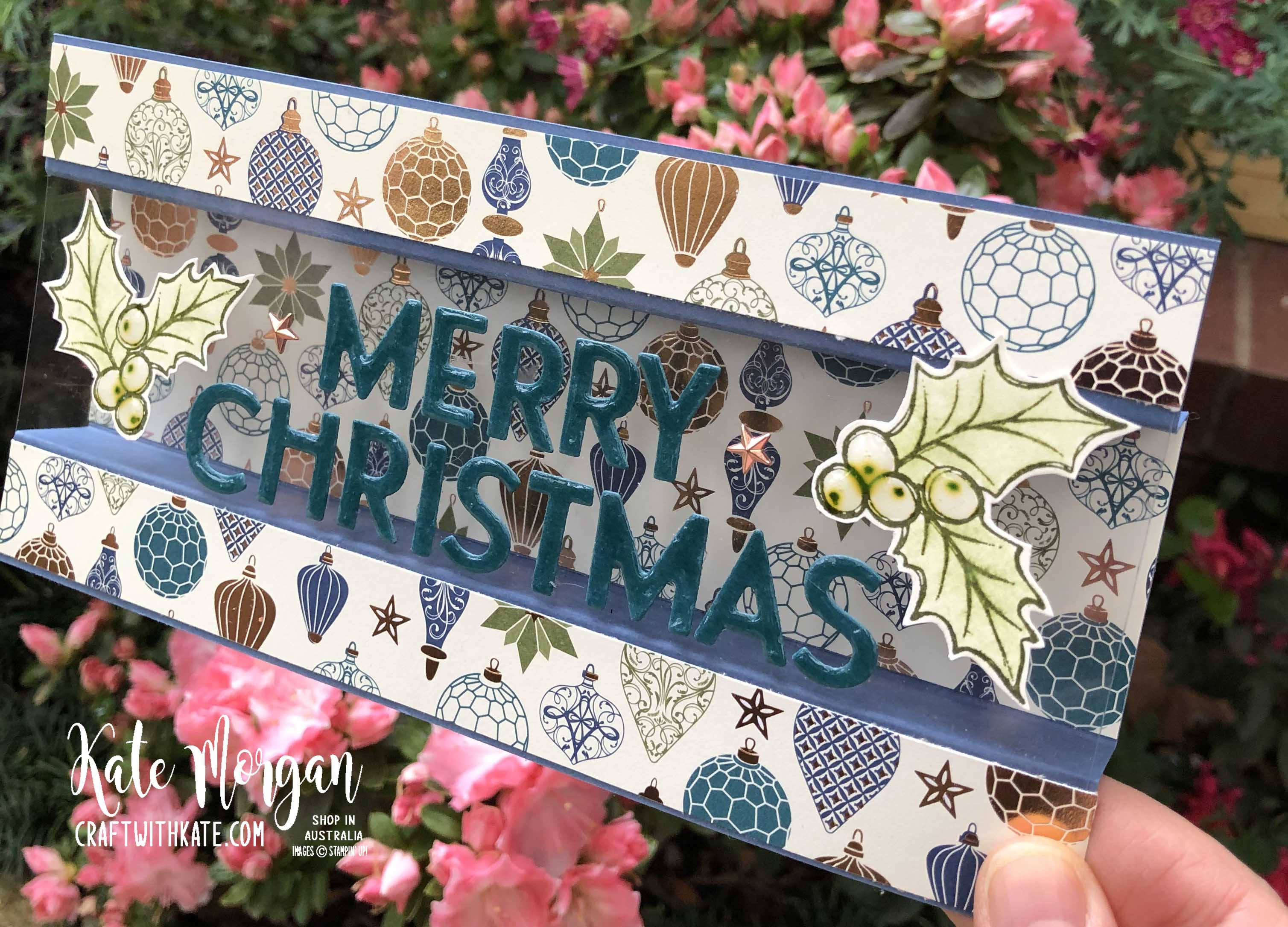 Christmas bridge fold card using stampin ups brightly gleaming dsp by kate morgan australia 2020