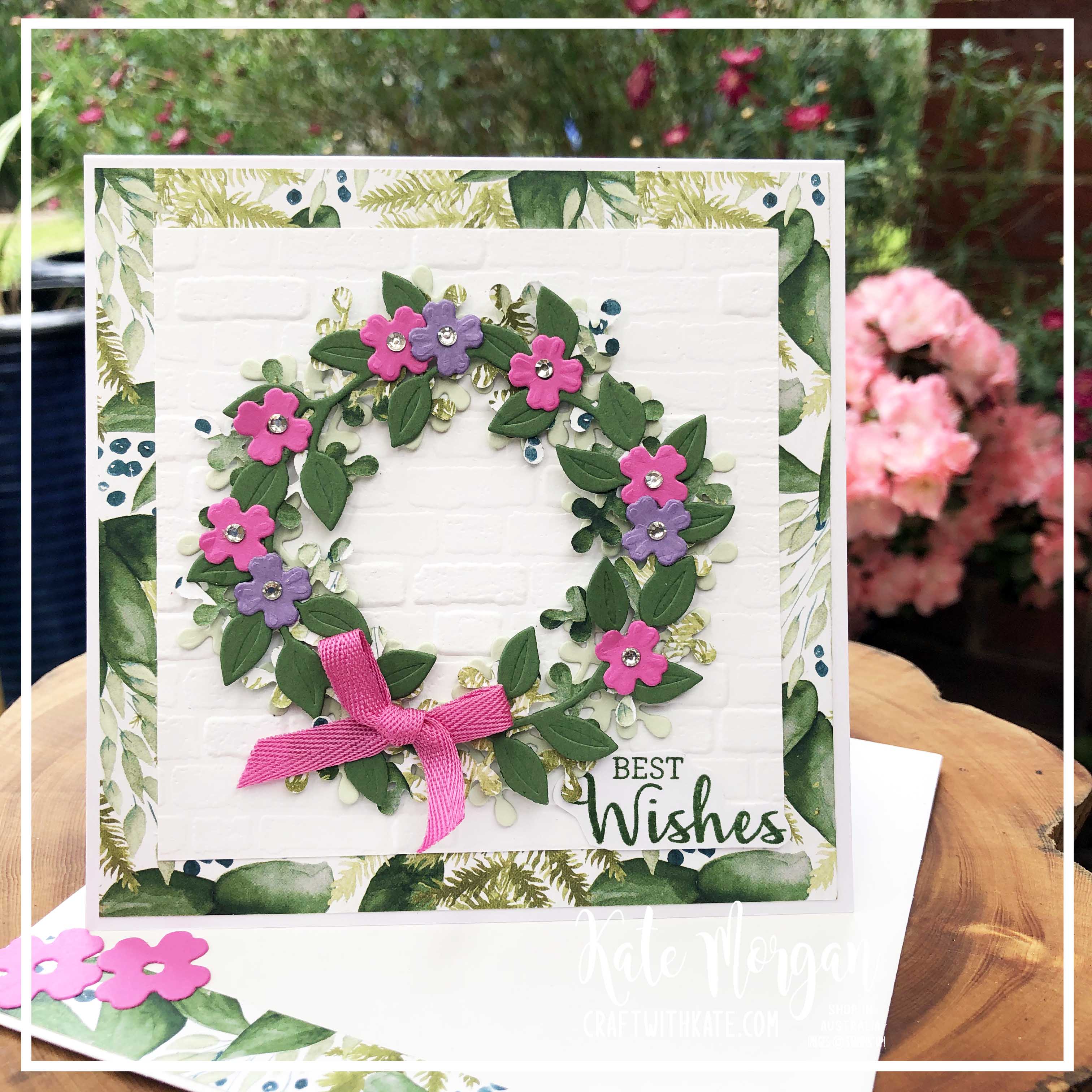 Colour creations showcase featuring garden green using stampin ups arrange a wreath   forever greenery dsp by kate morgan australia 2020