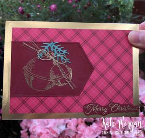 Christmas card using stampin ups cherish the season perfectly plaid dsp by kate morgan australia 2020