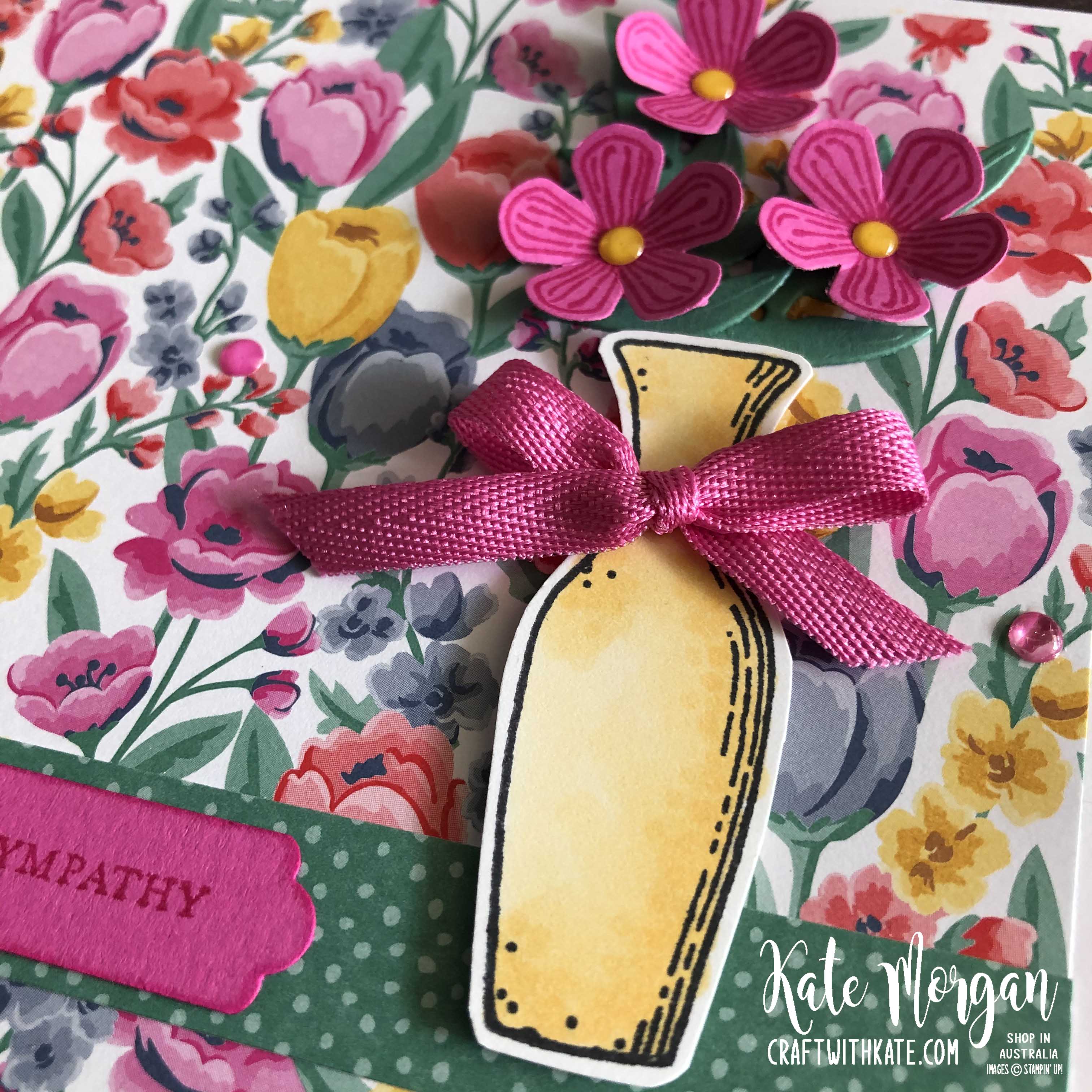 Sympathy card using stampin up basket of blooms   flowers for every season dsp by kate morgan  australia 2020
