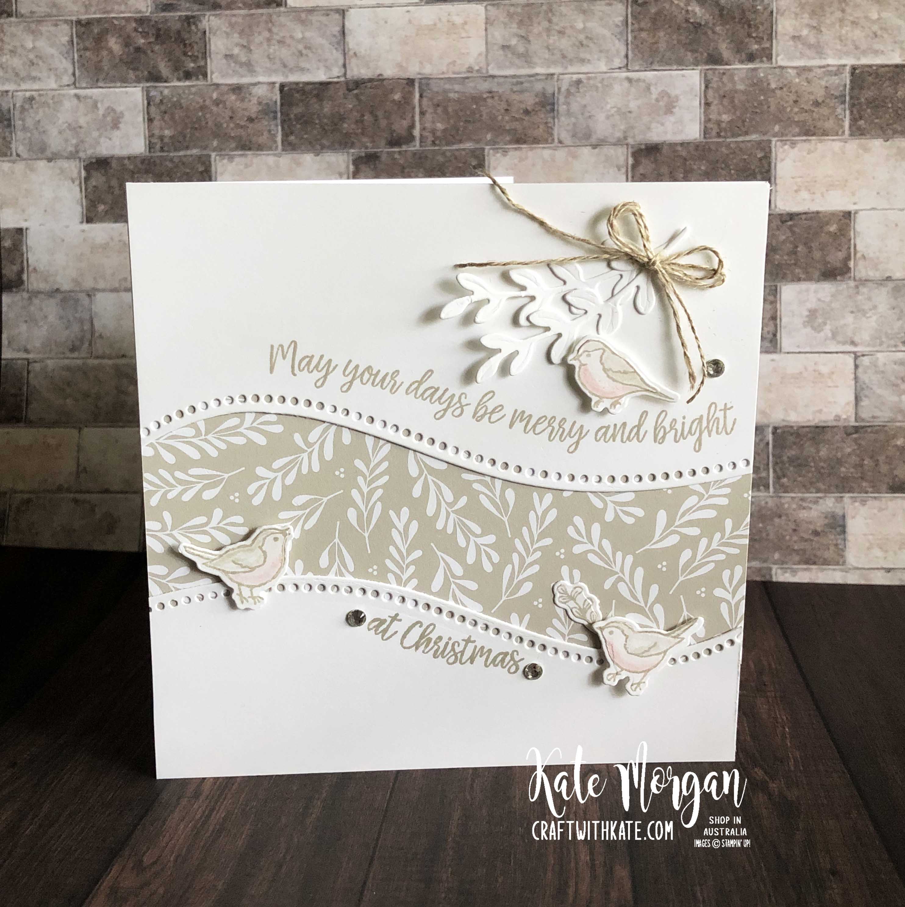 Curvy christmas card using stampin ups classic christmas dsp by kate morgan australia 2020.