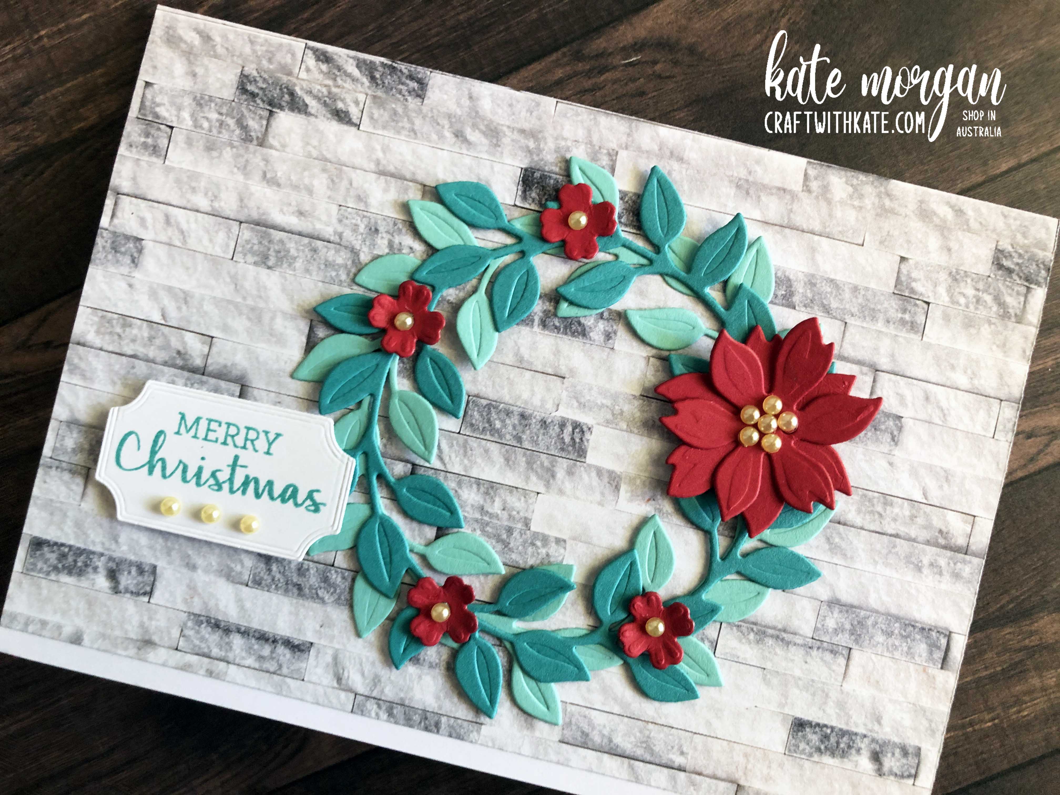 Christmas wreath card using stampin ups arrange a wreath  in good taste dsp by kate morgan  australia 2020