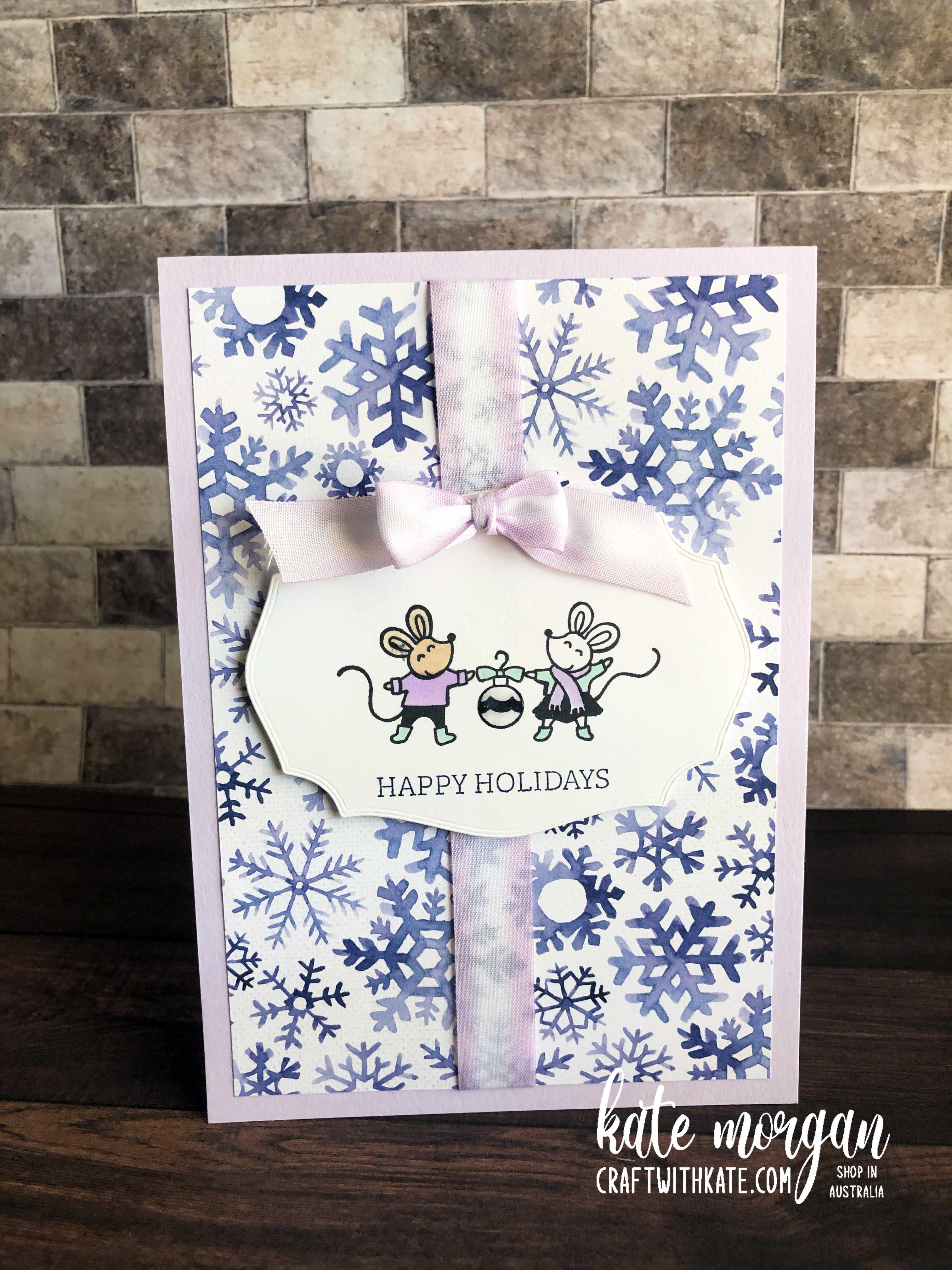 Christmas card using stampin ups warm toasty and snowflake speldor dsp by kate morgan australia 2020.