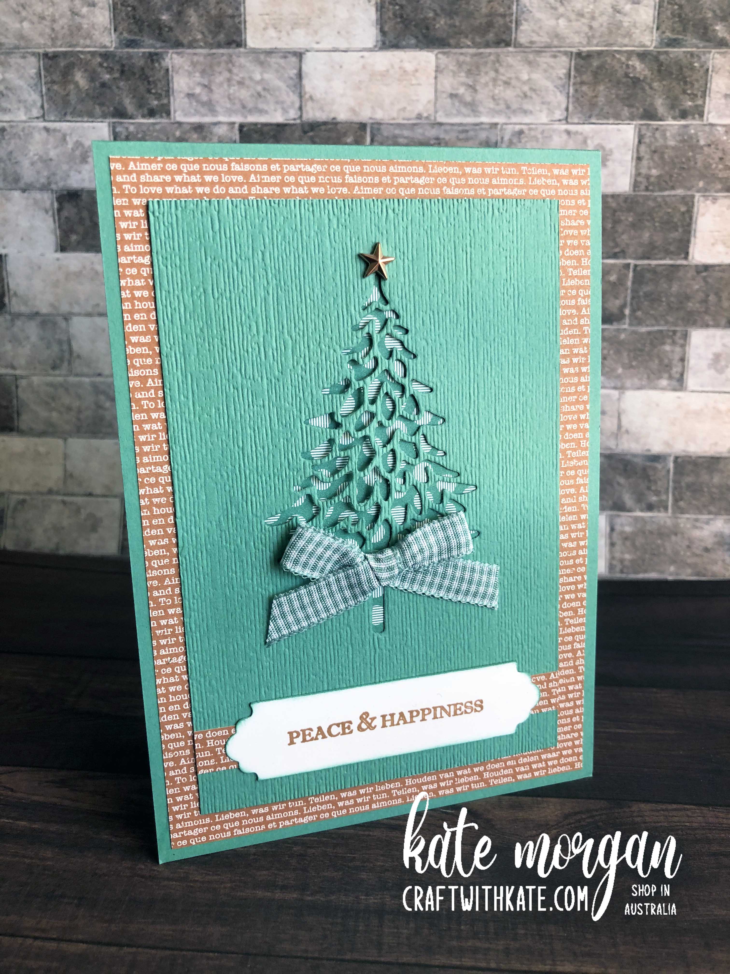 Christmas card using stampin ups in the pines by kate morgan australia 2020