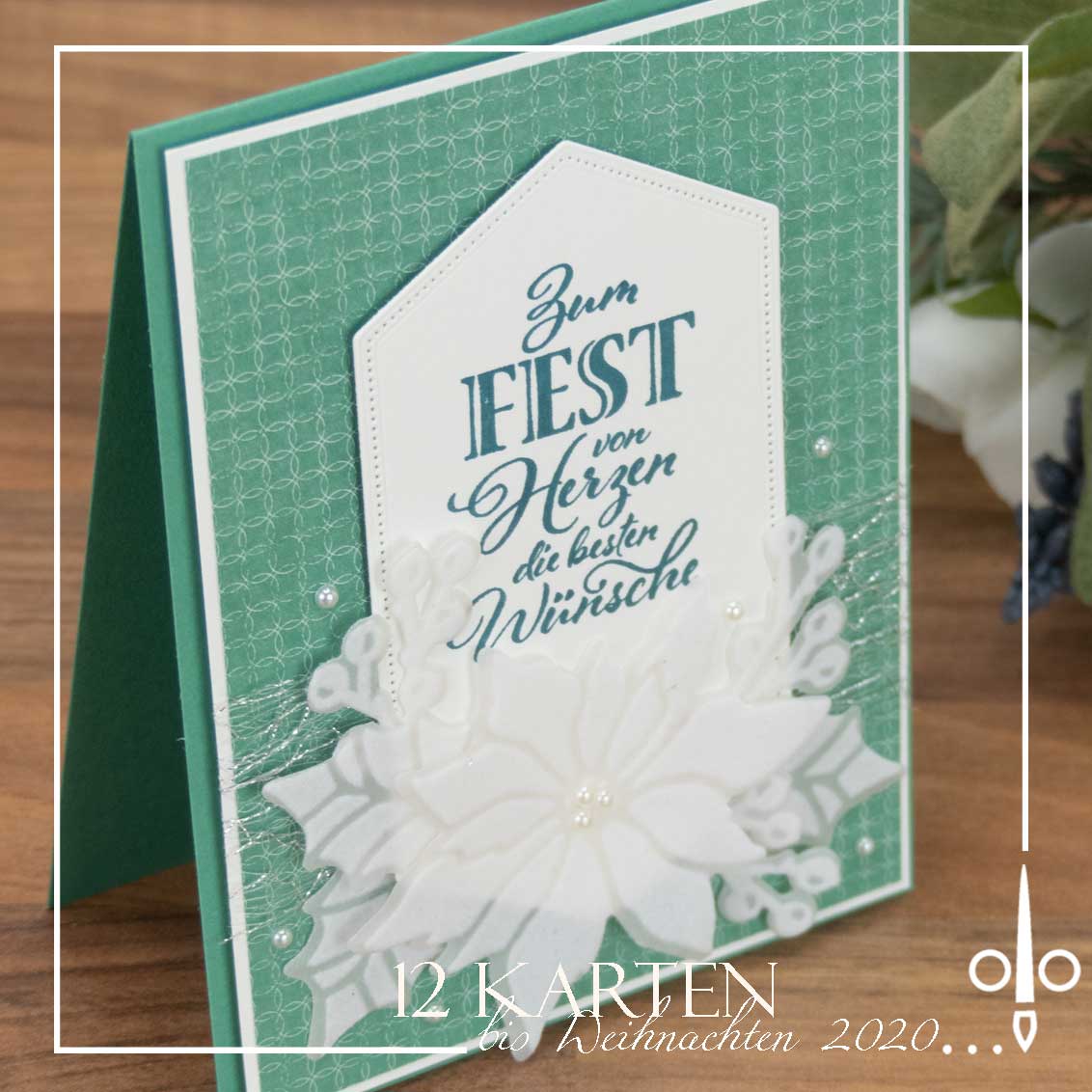 Stampin up 12 karte weihnachten weihnachtskarte weihnachtliche gr%c3%bc%c3%9fe weihnachtsstern beflockte bl%c3%bcten pinselschereco alexandra grape 1
