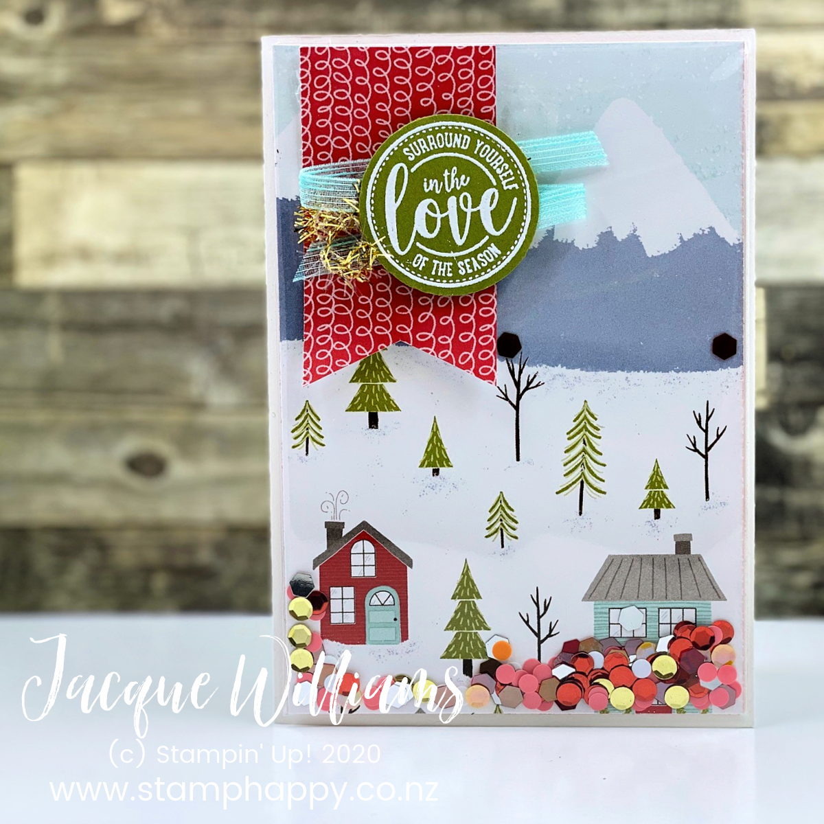Stampin up trimming the town shaker card rosemarrie gonzalez sequins for everything quick easy shaker