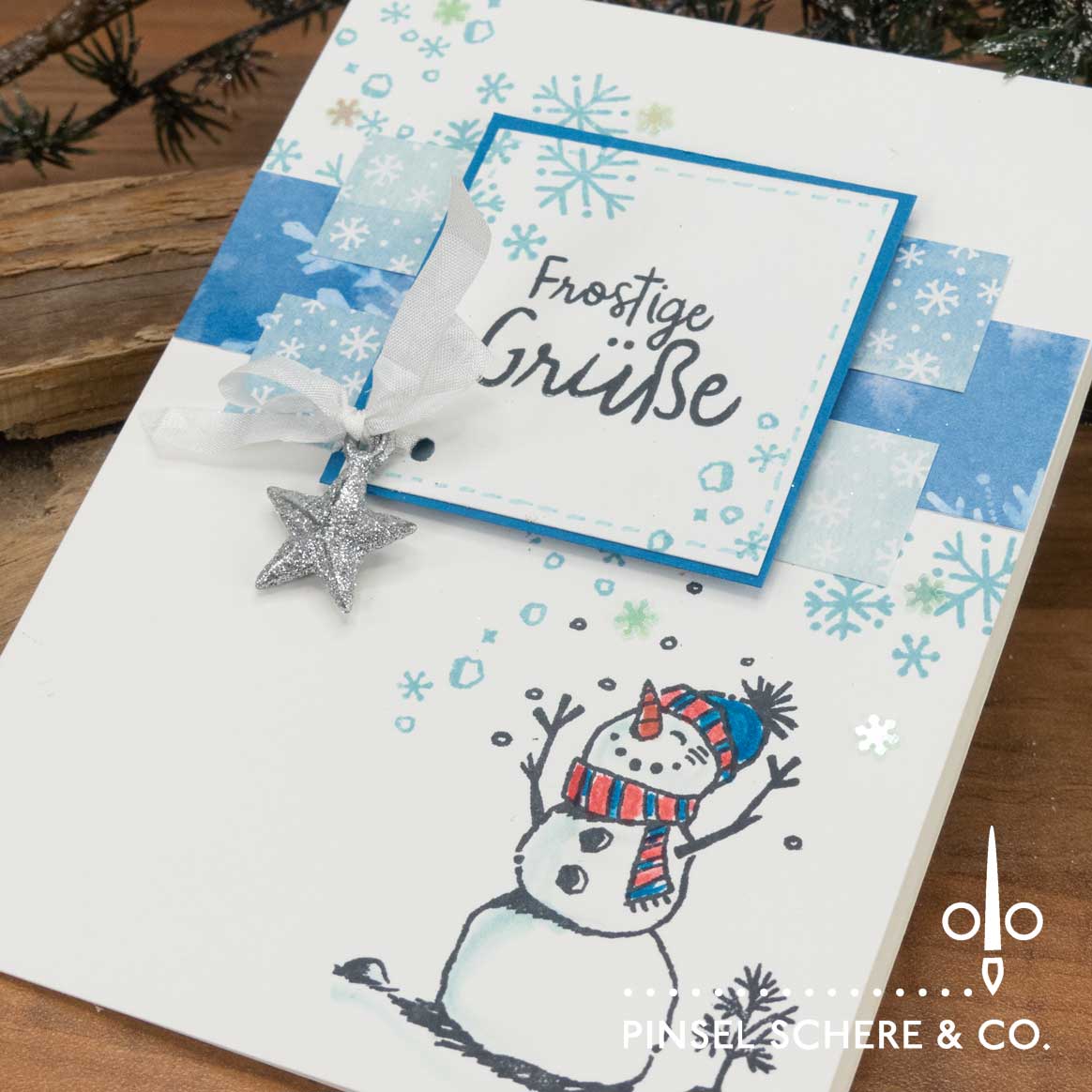 Stampin up frostige gr%c3%bc%c3%9fe schneeflockentraum simplestamping weihnachten weihnachtskarte schneemann pinselschereco alexandra grape 4