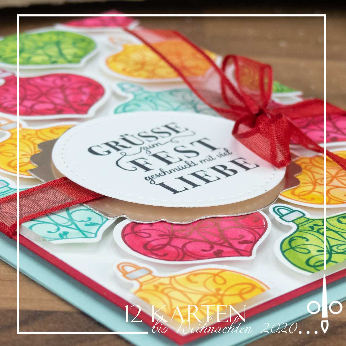 Stampin up 12 karten bis weihnachten christbaumzierde festtagsglanzfest weihnachtskarte pinselschereco alexandra grape 11