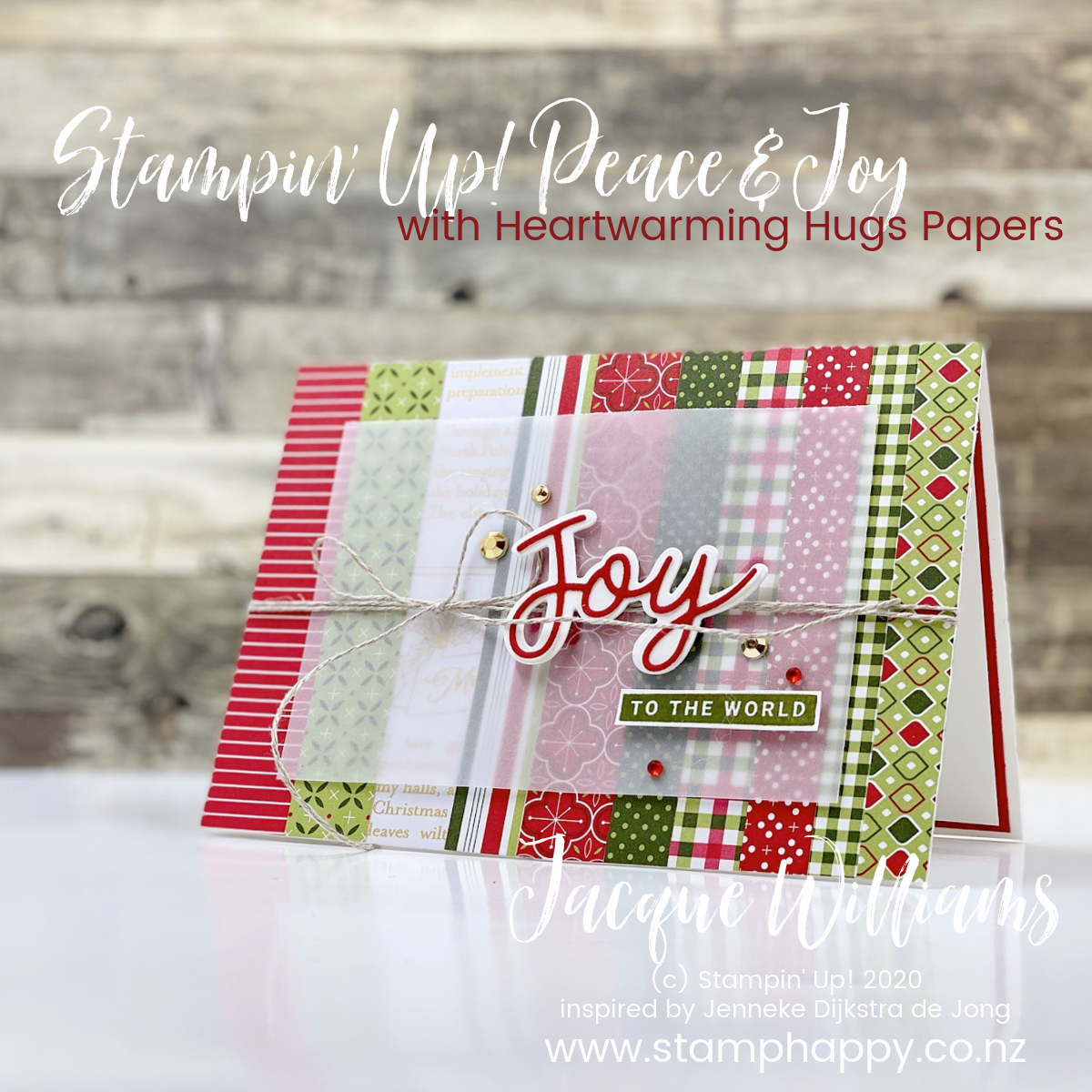 Stampin up peace and joy quilt quilted card paper piecing quick easy christmas card traditional vertical stripes joy to the world