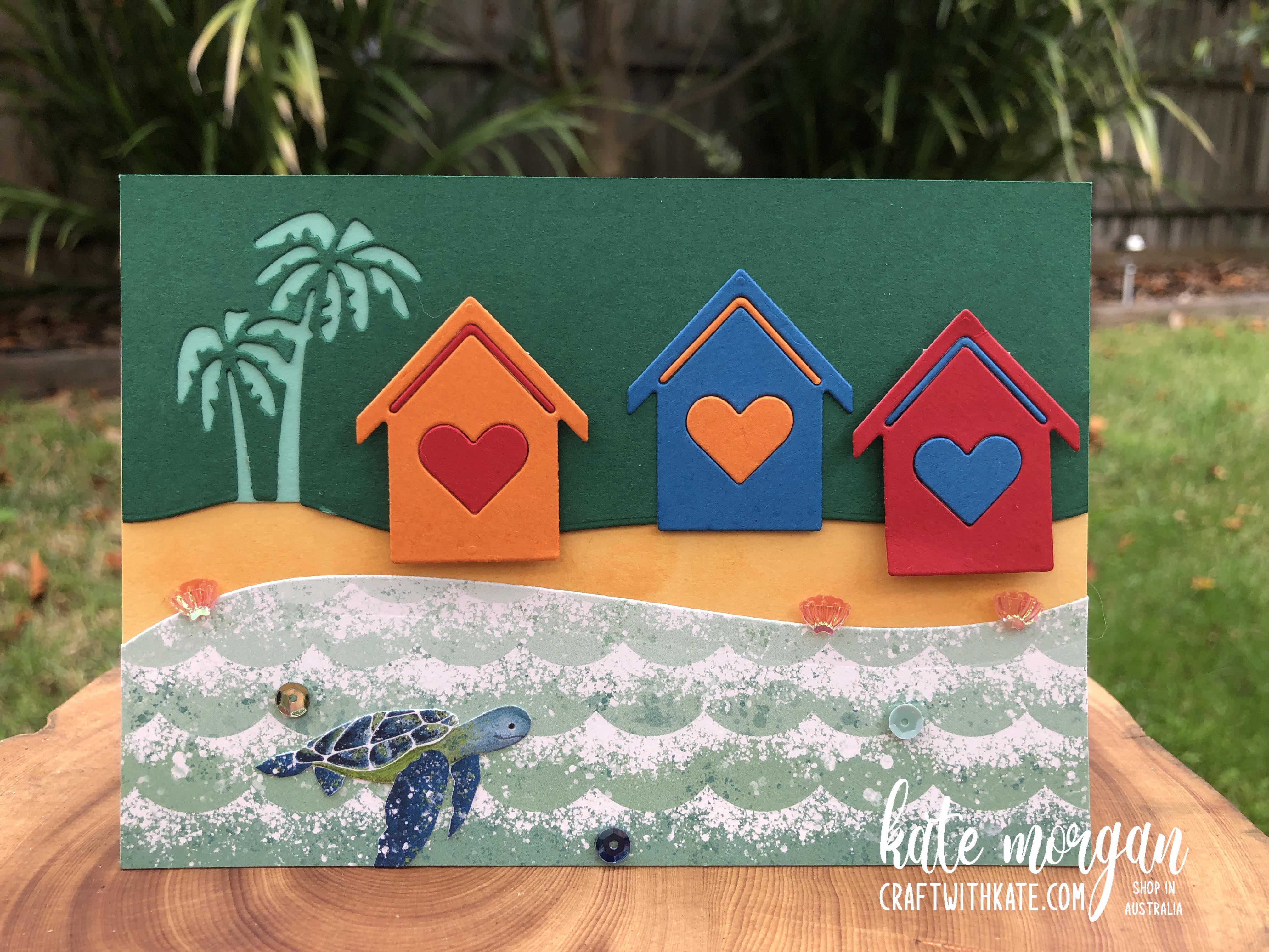 Beach boxes for our summer theme monthly awh creations showcase by kate morgan stampin up australia 2020