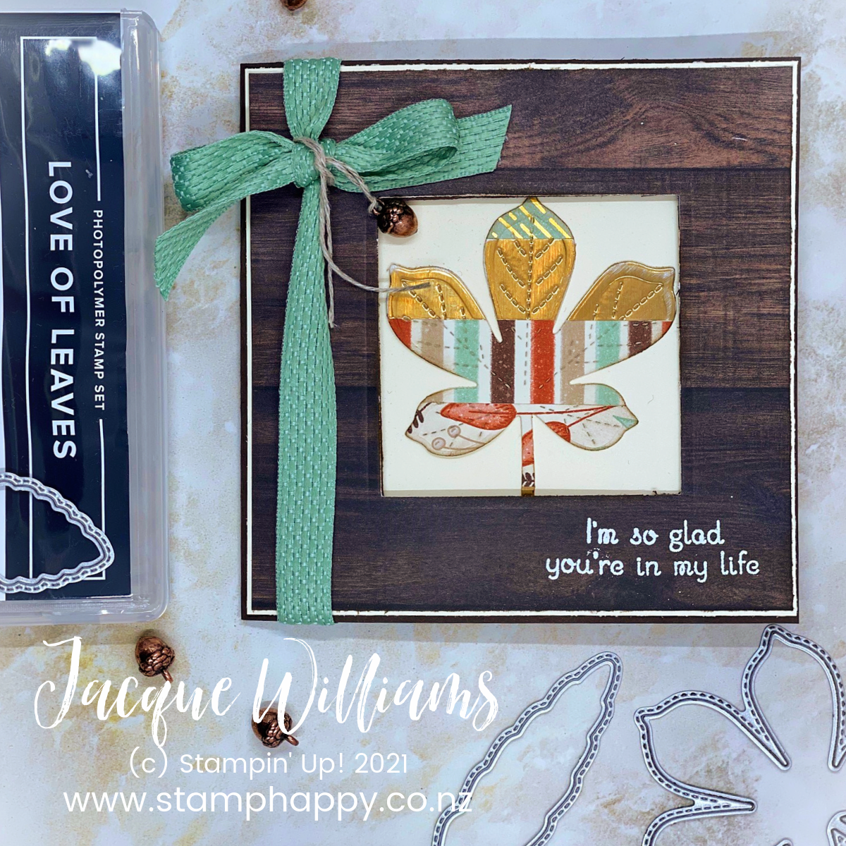 Stampin up gilded autumn love of leaves window double opening card paper piecing stitched leave